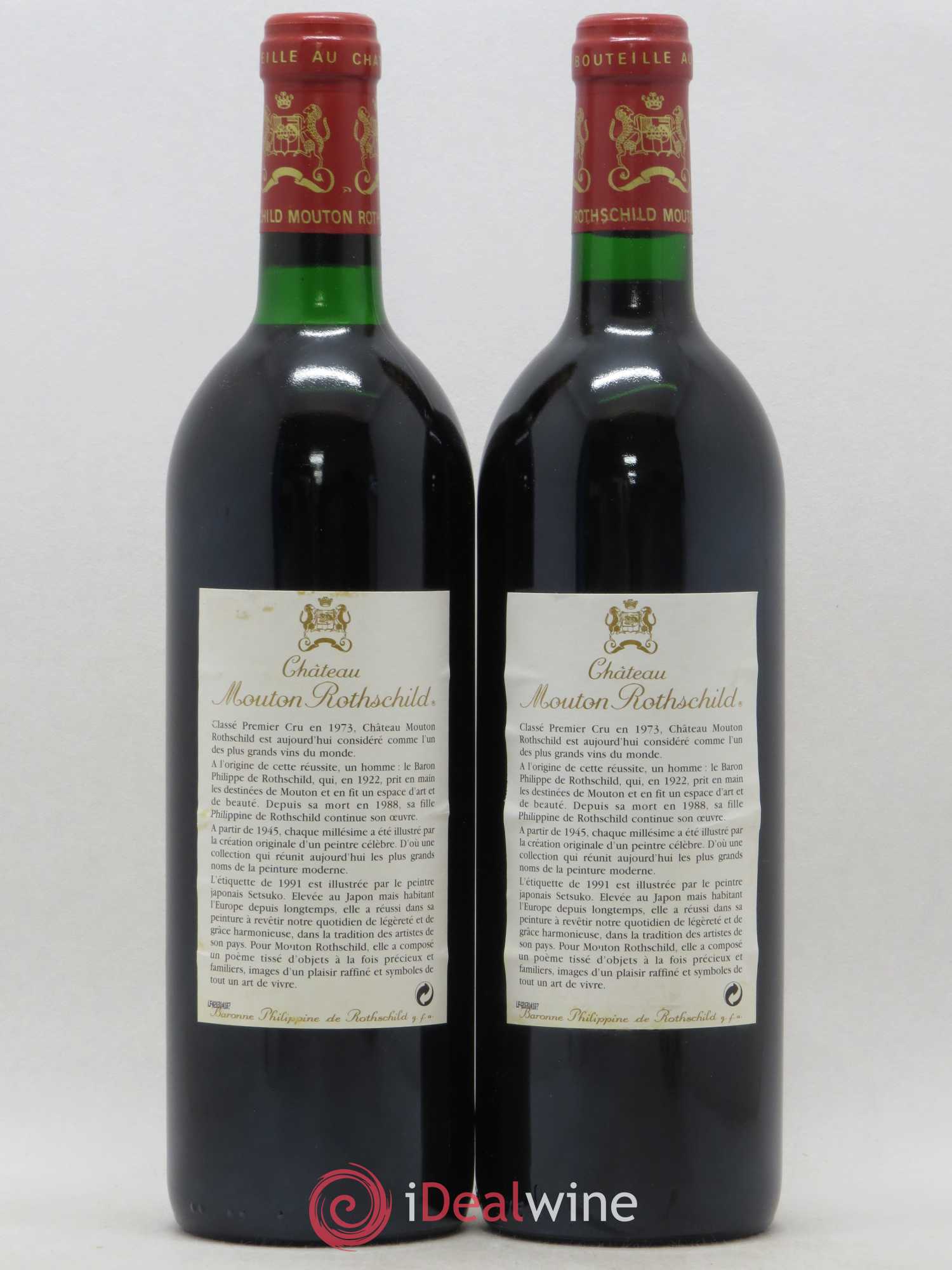 Château Mouton Rothschild 1er Grand Cru Classé 1991 - Lot de 2 bouteilles - 1