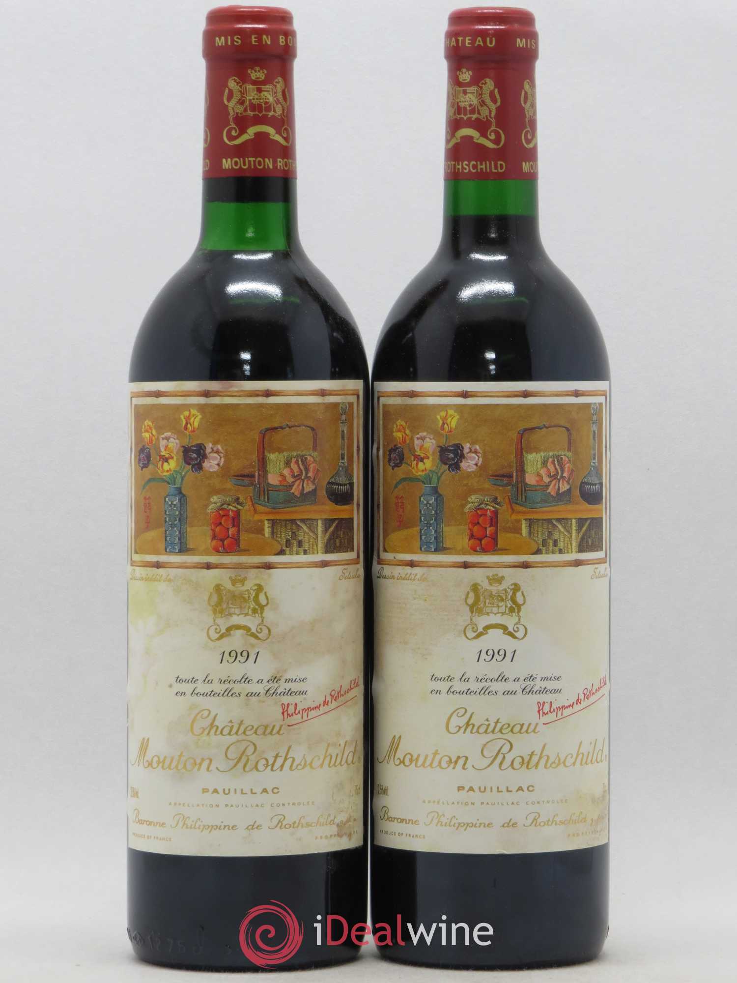 Château Mouton Rothschild 1er Grand Cru Classé 1991 - Lot de 2 bouteilles - 0