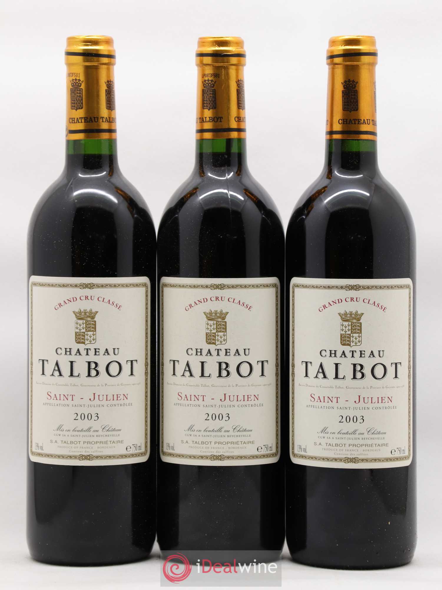 Château Talbot 4ème Grand Cru Classé 2003 - Lot de 12 bouteilles - 1
