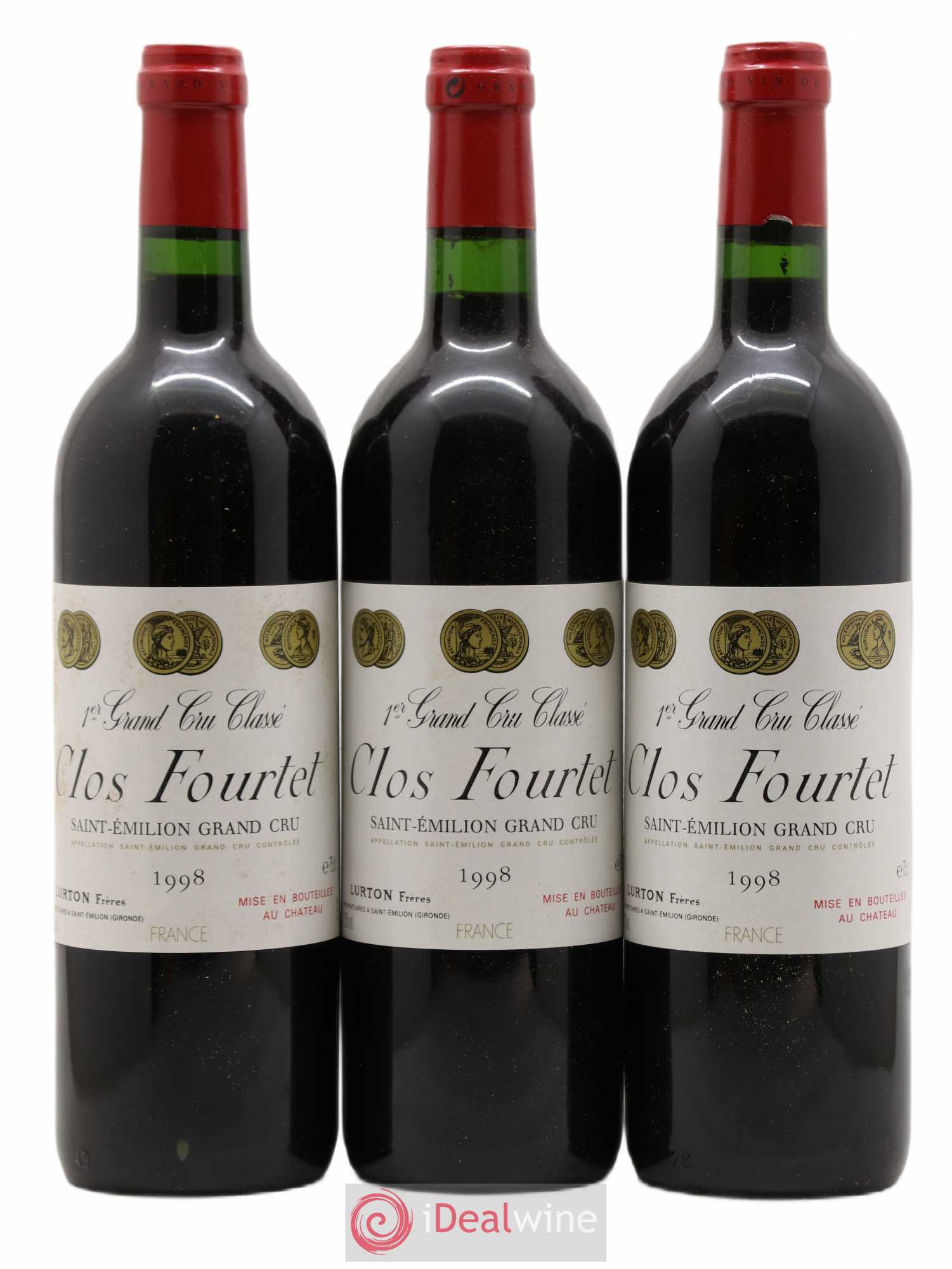Clos Fourtet 1er Grand Cru Classé B 1998 - Lot de 3 bouteilles - 0