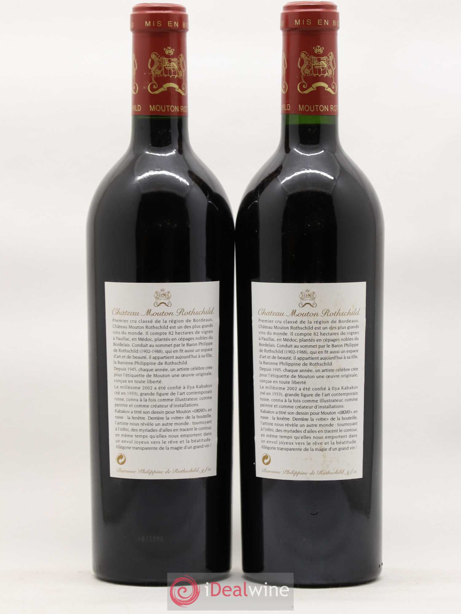 Château Mouton Rothschild 1er Grand Cru Classé 2002 - Lot de 2 bouteilles - 1