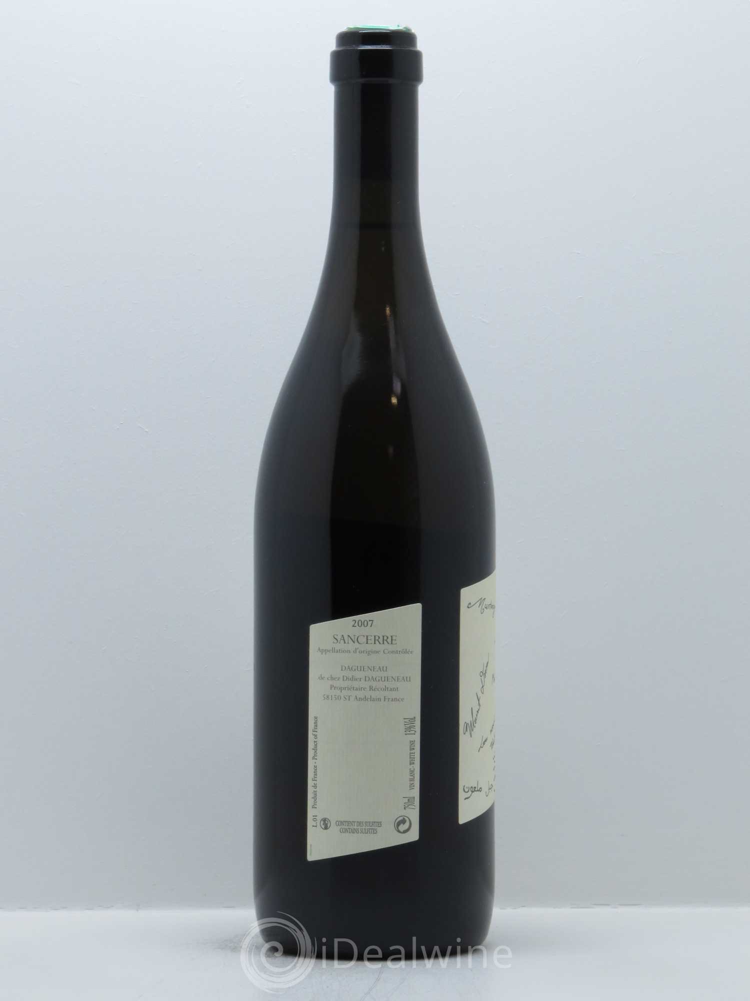 Sancerre Le Mont Damné Chavignol Dagueneau (Domaine Didier - Louis-Benjamin) 2007 - Lot de 1 bouteille - 1