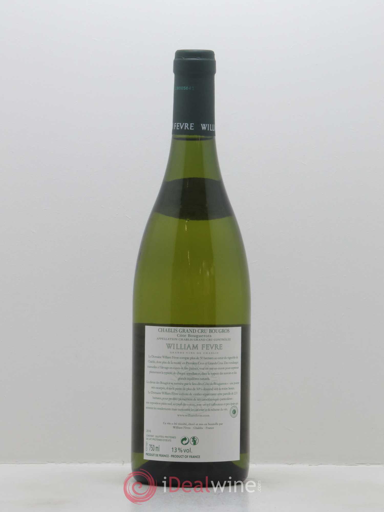 Chablis Grand Cru Bougros Côte Bouguerots William Fèvre 2016 - Lot de 1 bouteille - 1