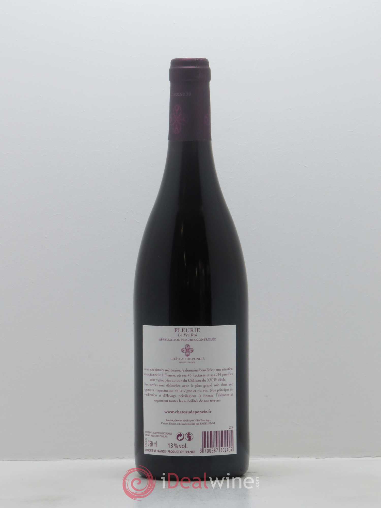 Fleurie Le Pré Roi Château de Poncié (anciennement Villa Ponciago) 2016 - Lot de 1 bouteille - 1