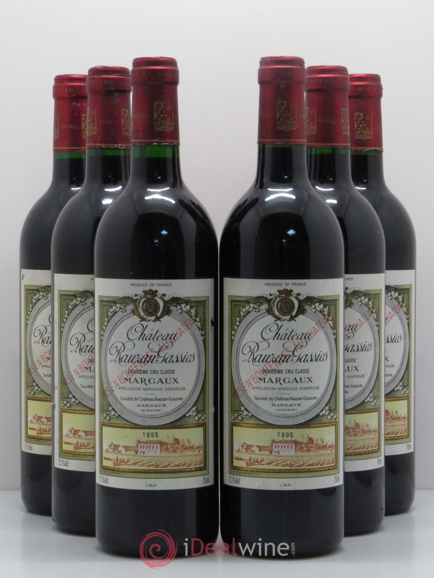 Château Rauzan-Gassies 2ème Grand Cru Classé 1995 - Lot de 6 bouteilles - 0