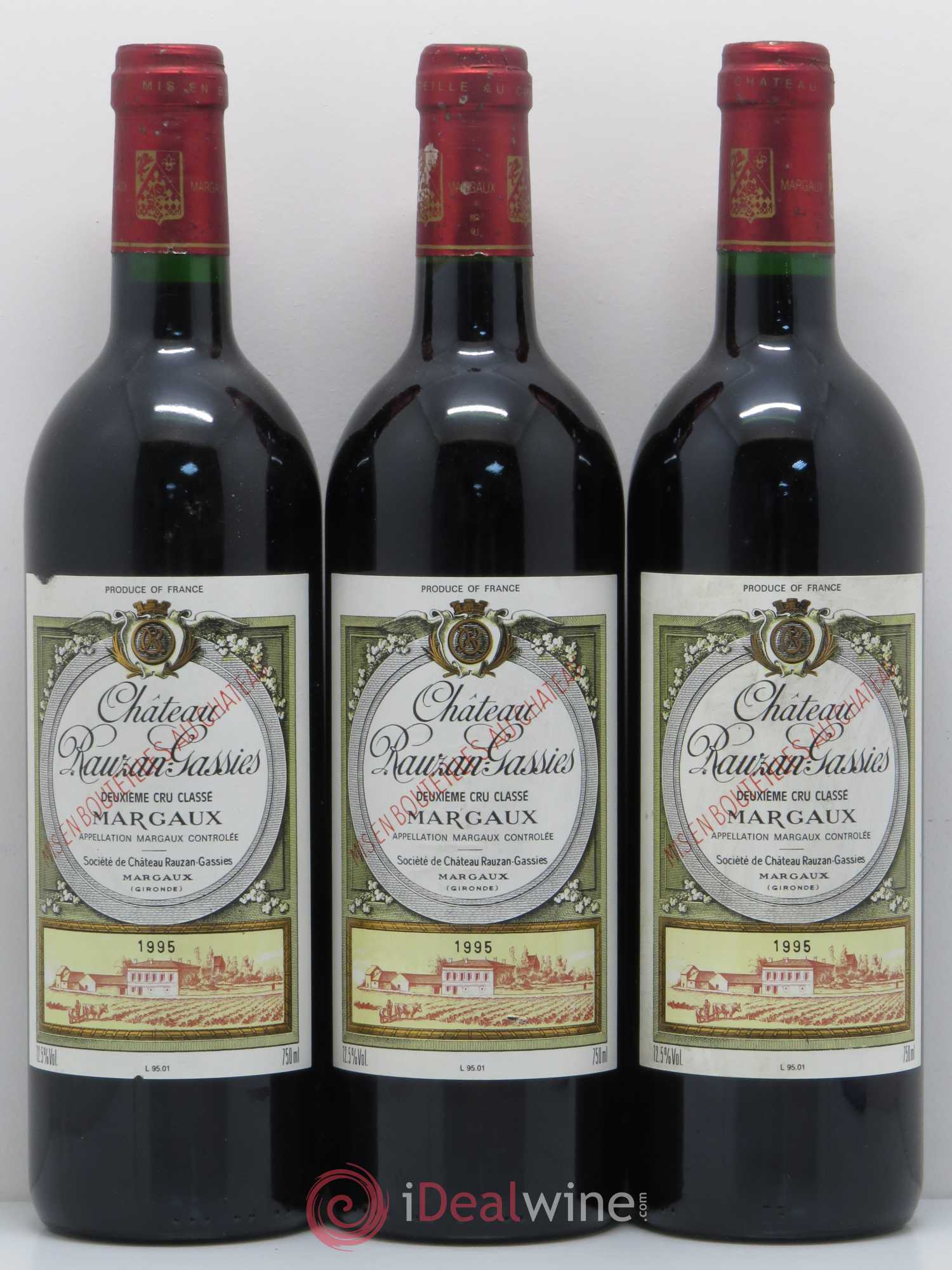 Château Rauzan-Gassies 2ème Grand Cru Classé 1995 - Lot de 3 bouteilles - 0