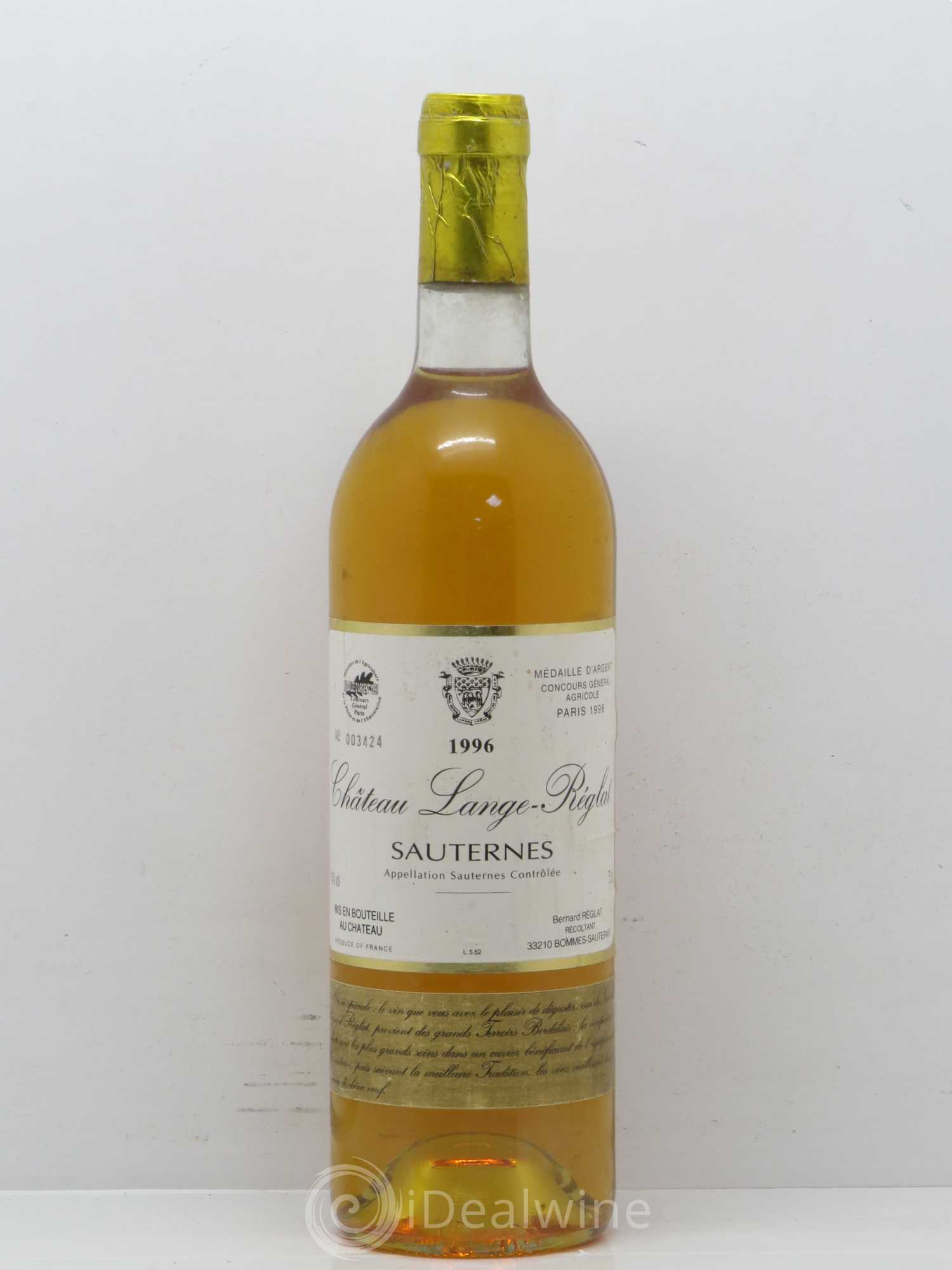 Sauternes Chateau Lange Reglat 1996 - Lotto di 1 bottiglia - 0