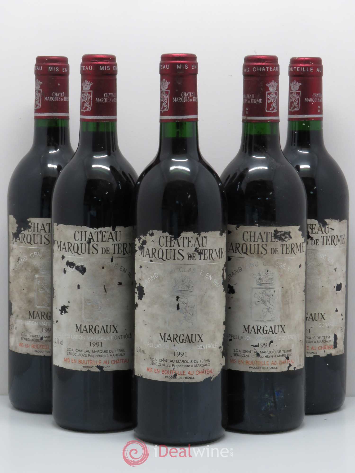 Château Marquis de Terme 4ème Grand Cru Classé 1991 - Lot de 5 bouteilles - 0