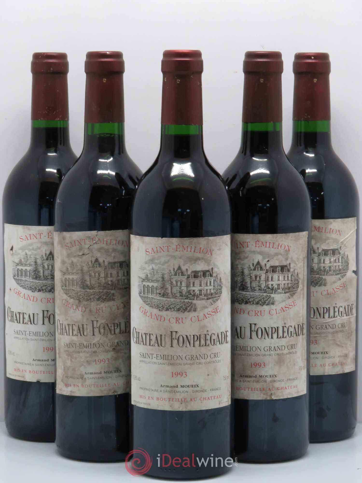 Château Fonplegade Grand Cru Classé 1993 - Lot de 5 bouteilles - 0