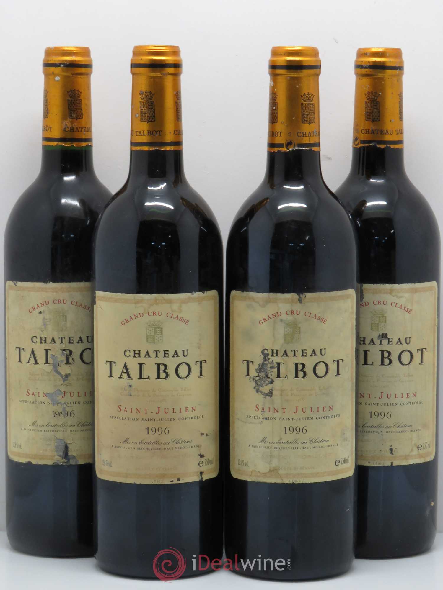 Château Talbot 4ème Grand Cru Classé 1996 - Lot de 4 bouteilles - 0