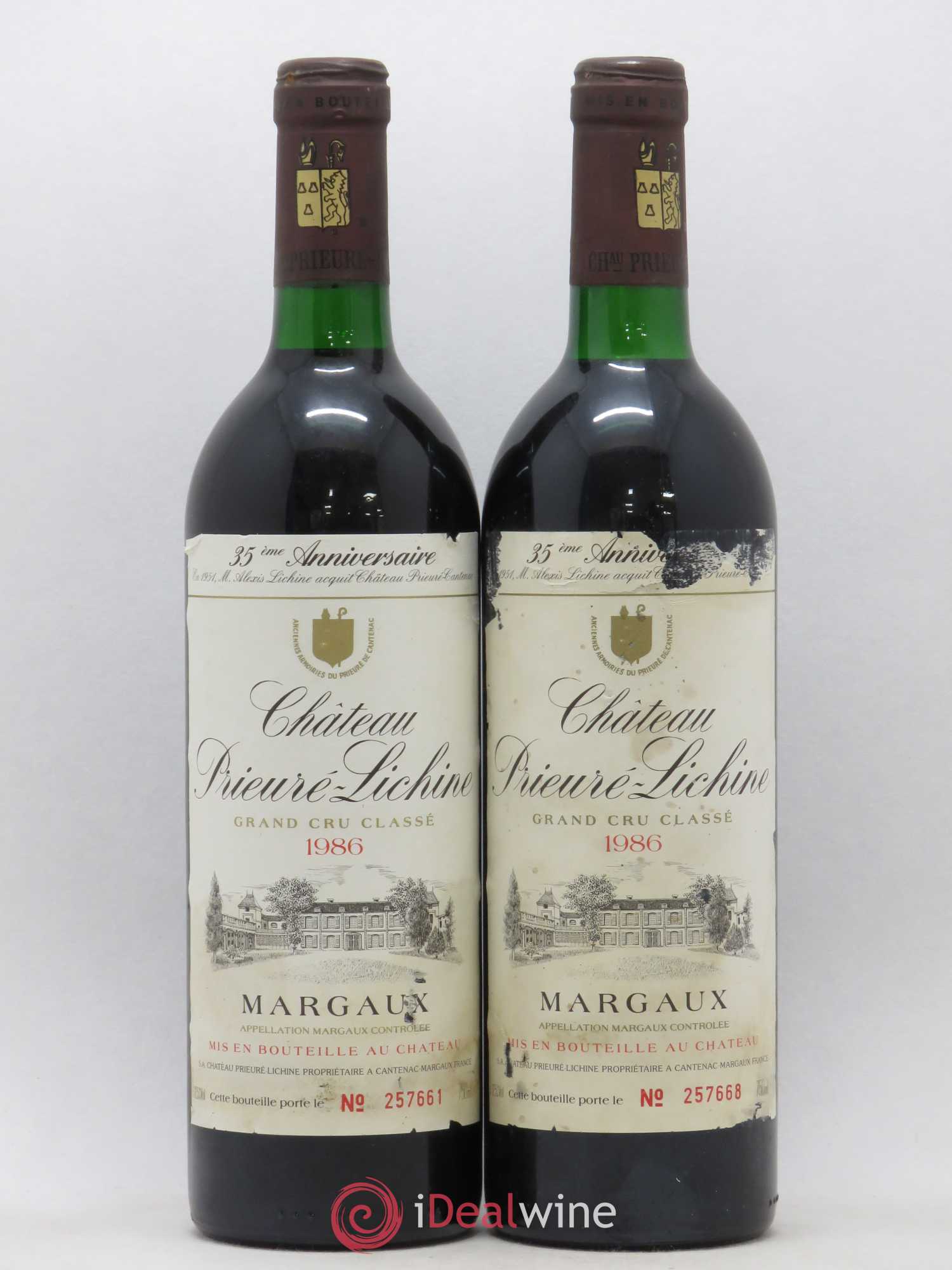 Château Prieuré Lichine 4ème Grand Cru Classé 1986 - Lot de 2 bouteilles - 0