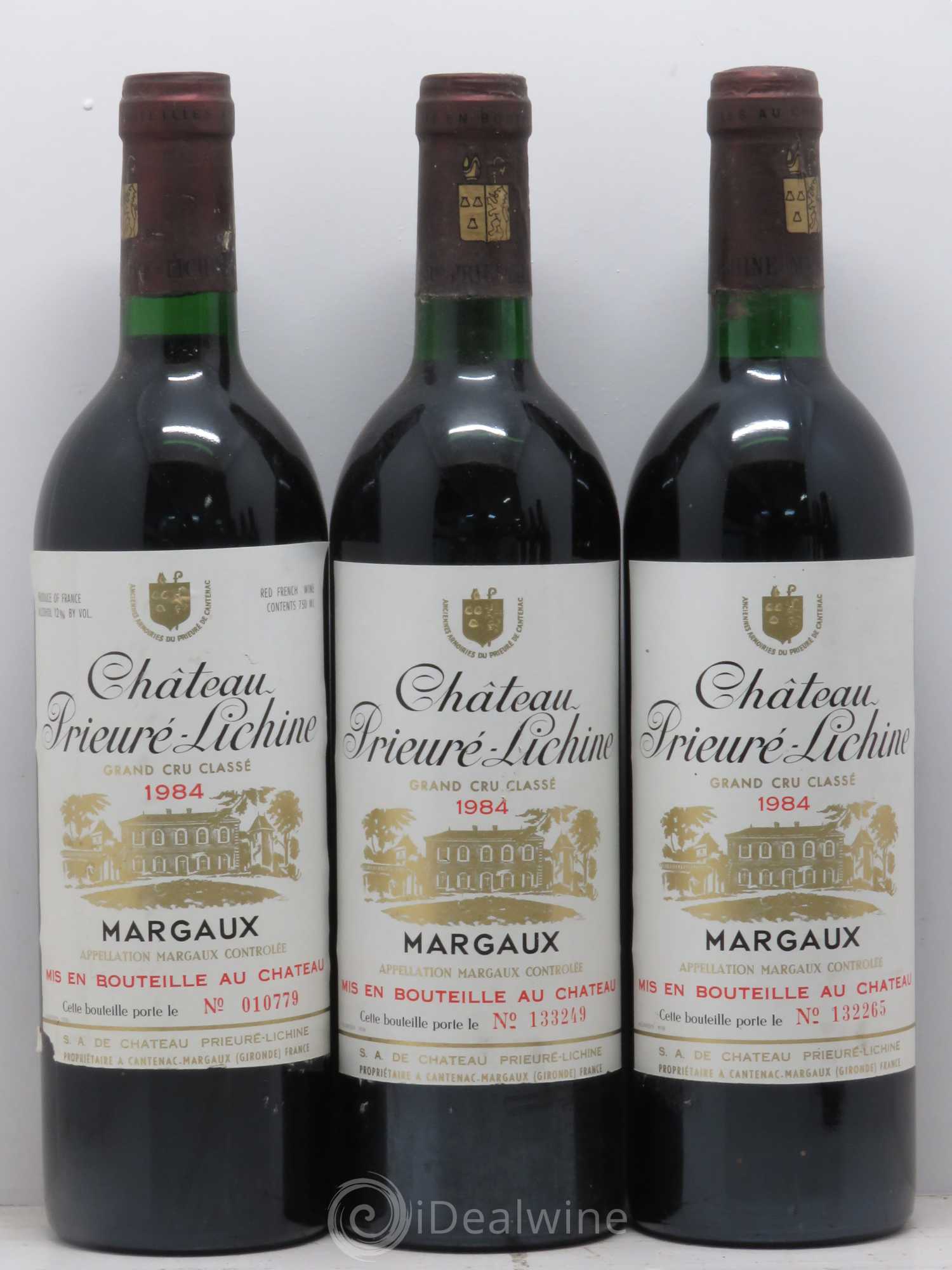 Château Prieuré Lichine 4ème Grand Cru Classé 1984 - Lot de 3 bouteilles - 0