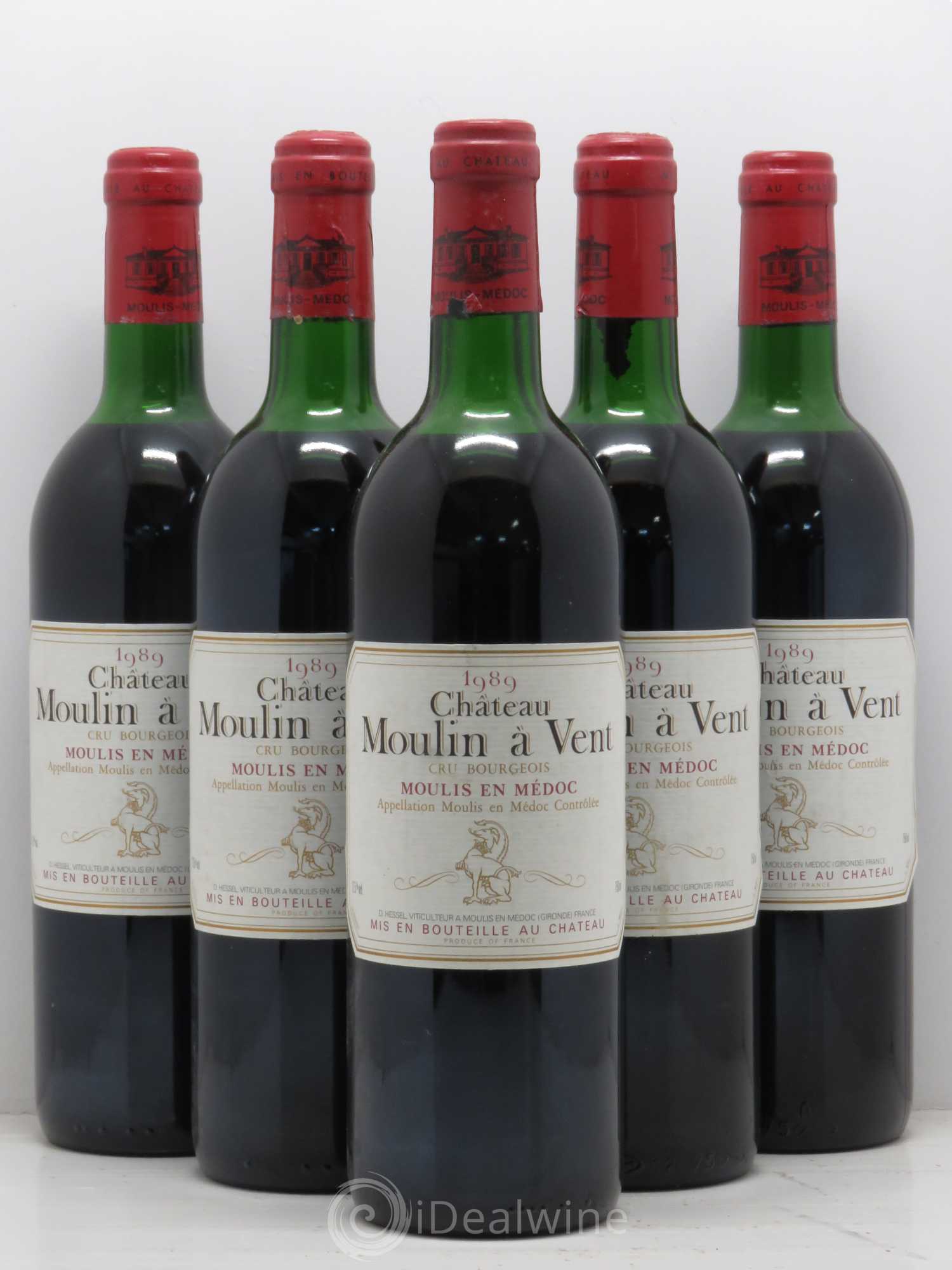 Château Moulin à Vent Cru Bourgeois 1989 - Lot de 5 bouteilles - 0