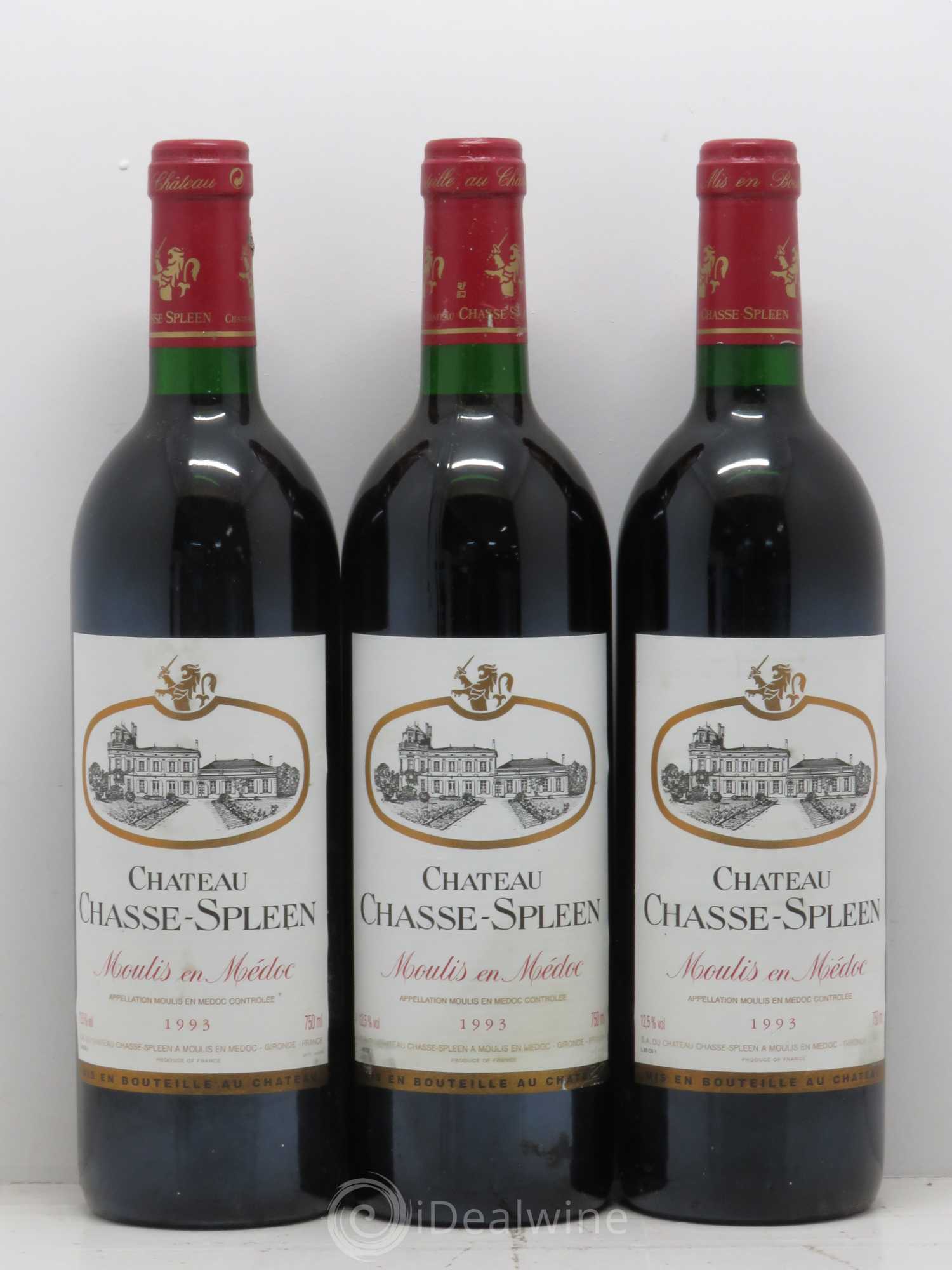Château Chasse Spleen 1993 - Lot de 3 bouteilles - 0