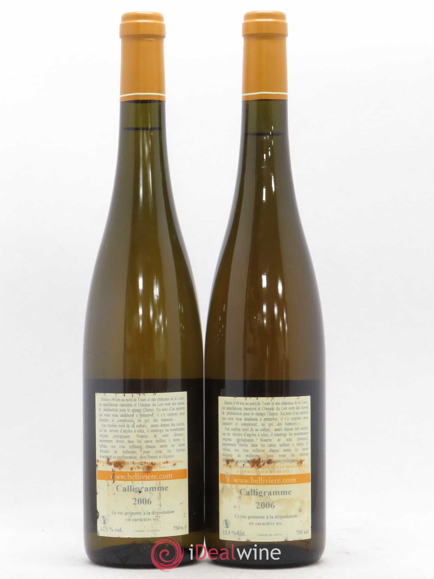 Jasnières Calligramme Domaine de Bellivière 2006 - Lot de 2 bouteilles - 1