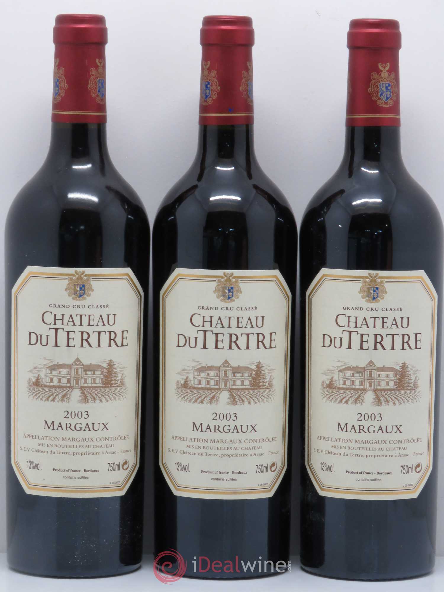 Château du Tertre 5ème Grand Cru Classé 2003 - Lot de 3 bouteilles - 0
