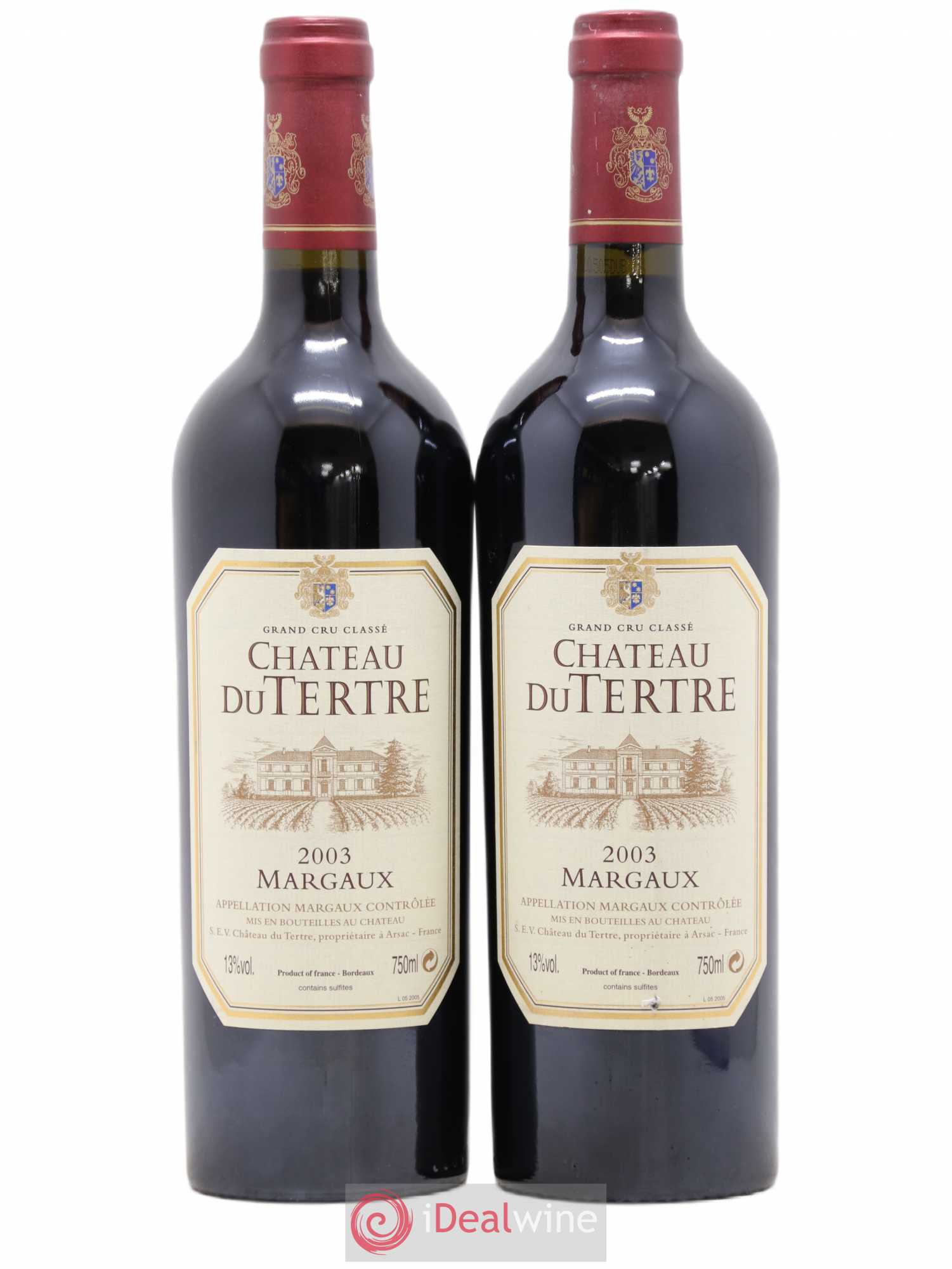 Château du Tertre 5ème Grand Cru Classé 2003 - Lot de 2 bouteilles - 0