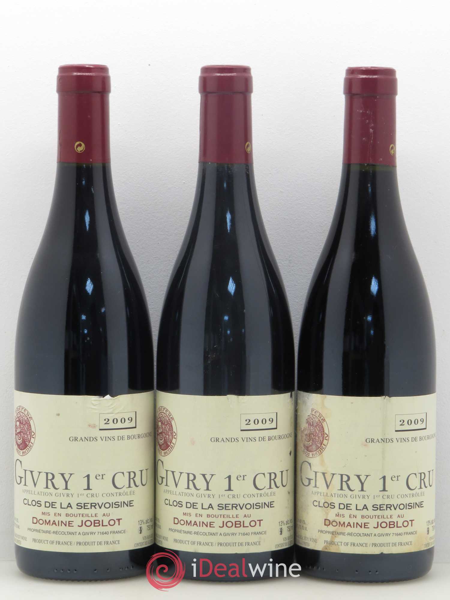 Givry 1er Cru Servoisine Joblot (Domaine) 2009 - Lot de 3 bouteilles - 0