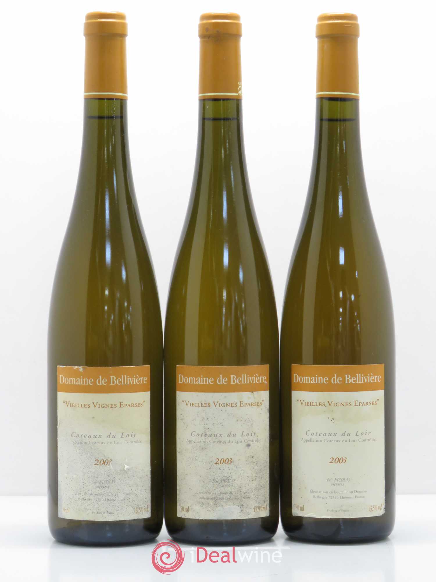 Coteaux du Loir Vieilles Vignes Eparses Domaine de Bellivière 2003 - Lot de 3 bouteilles - 0