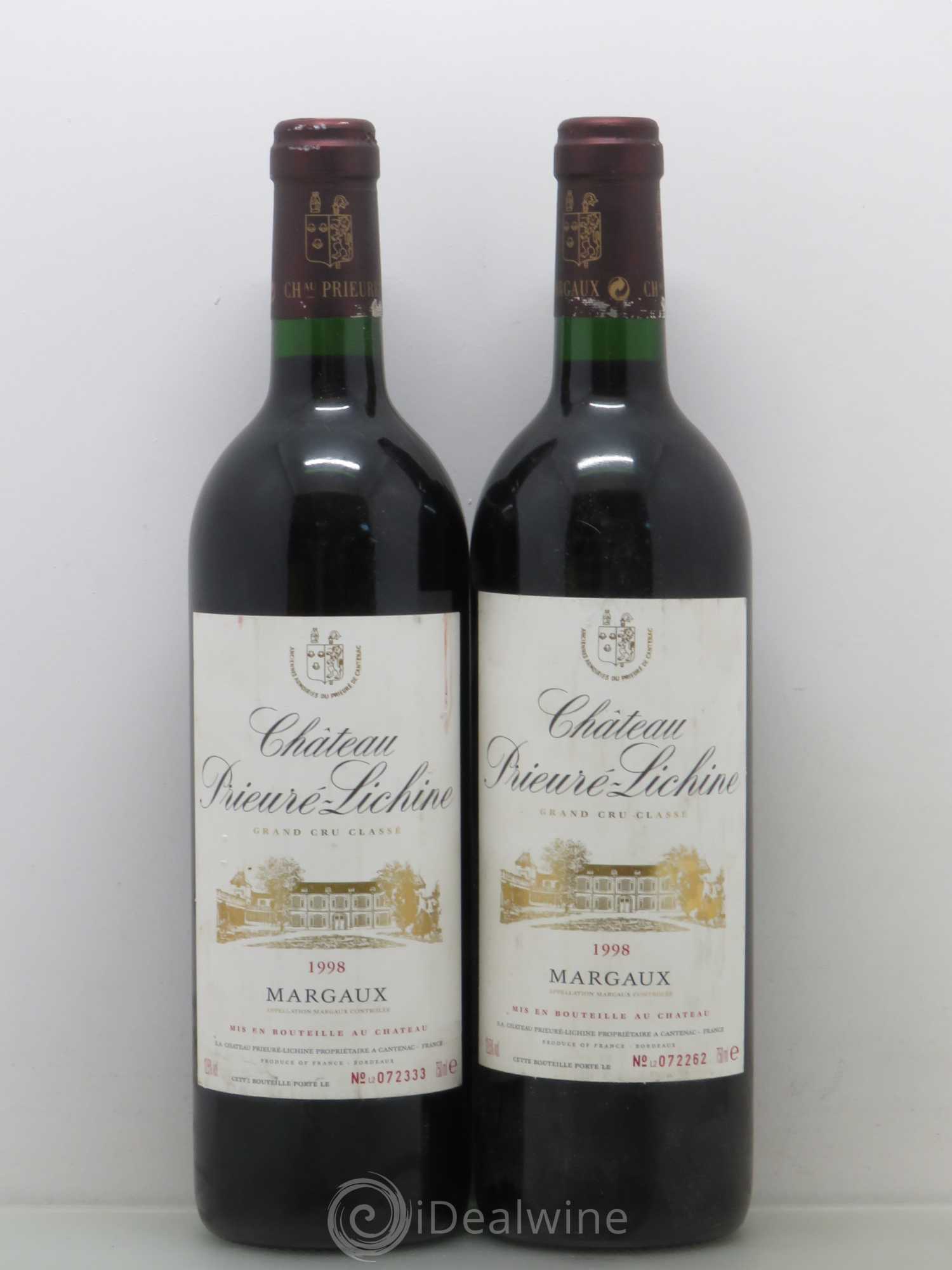 Château Prieuré Lichine 4ème Grand Cru Classé 1998 - Lot de 2 bouteilles - 0