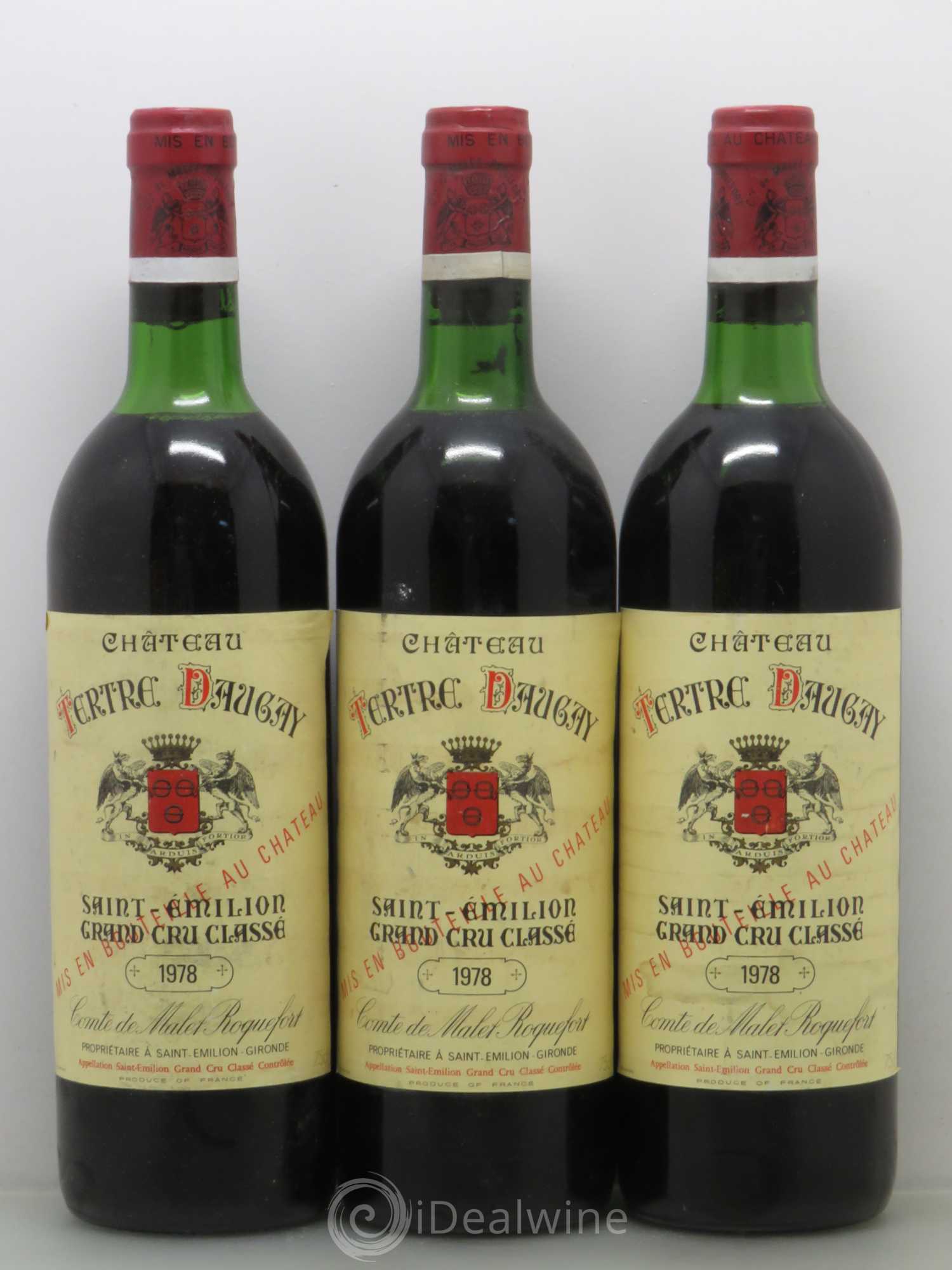 Château Tertre Daugay Grand Cru Classé 1978 - Lot de 3 bouteilles - 0