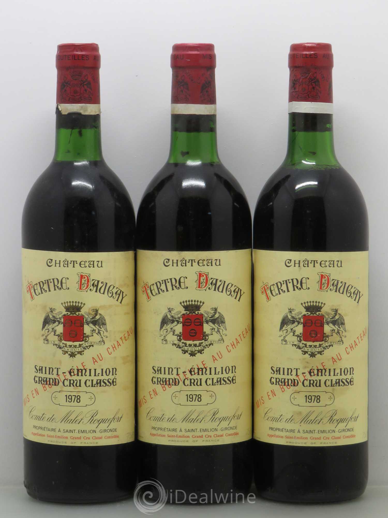 Château Tertre Daugay Grand Cru Classé 1978 - Lot de 3 bouteilles - 0