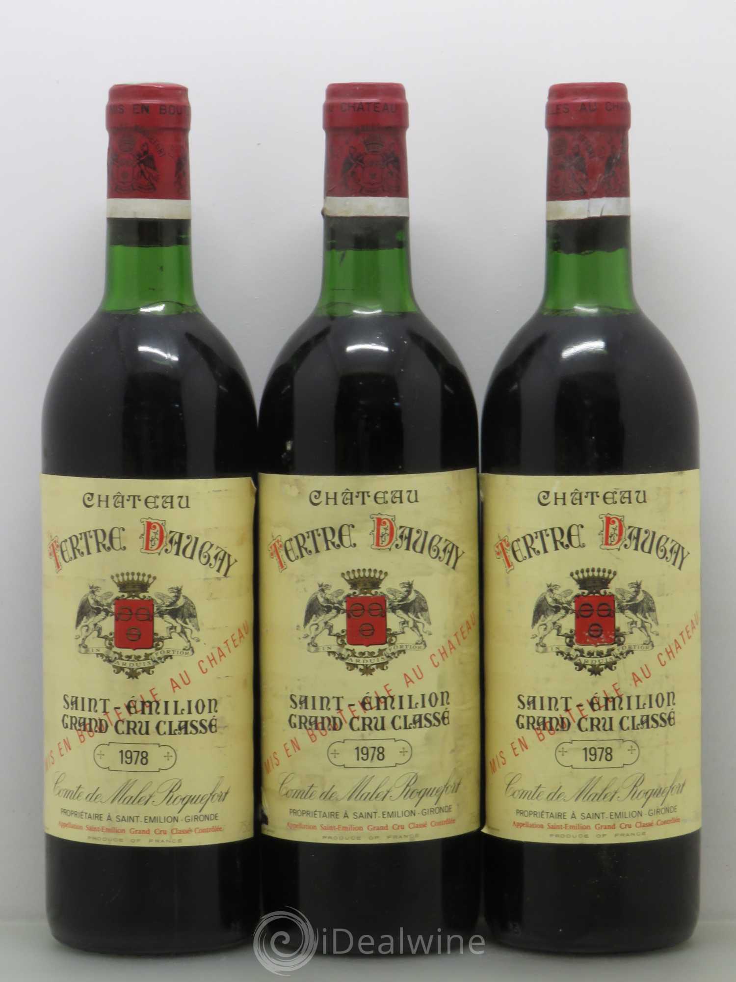 Château Tertre Daugay Grand Cru Classé 1978 - Lot de 3 bouteilles - 0
