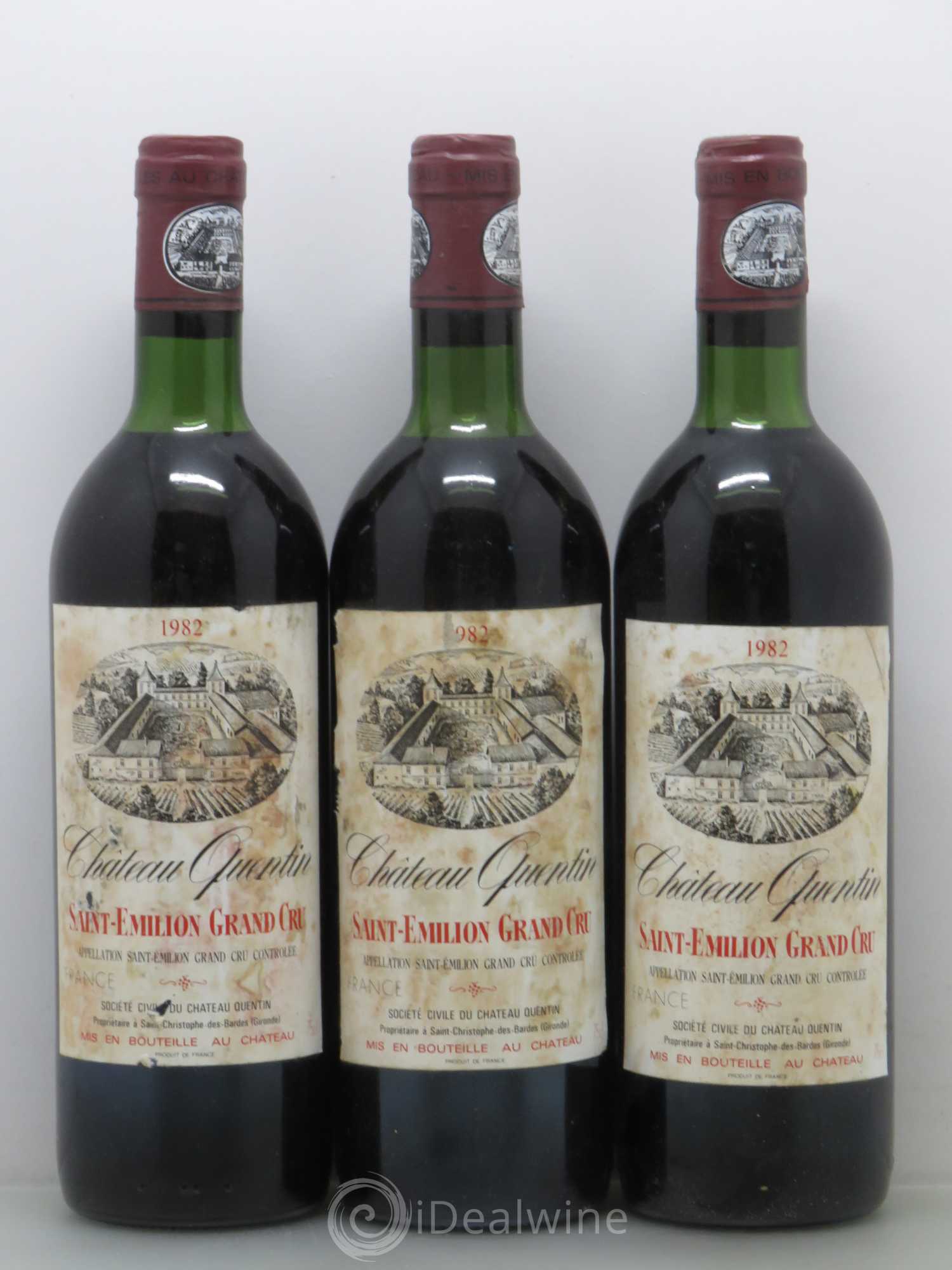Saint-Émilion Château Quentin 1982 - Lot de 3 bouteilles - 0