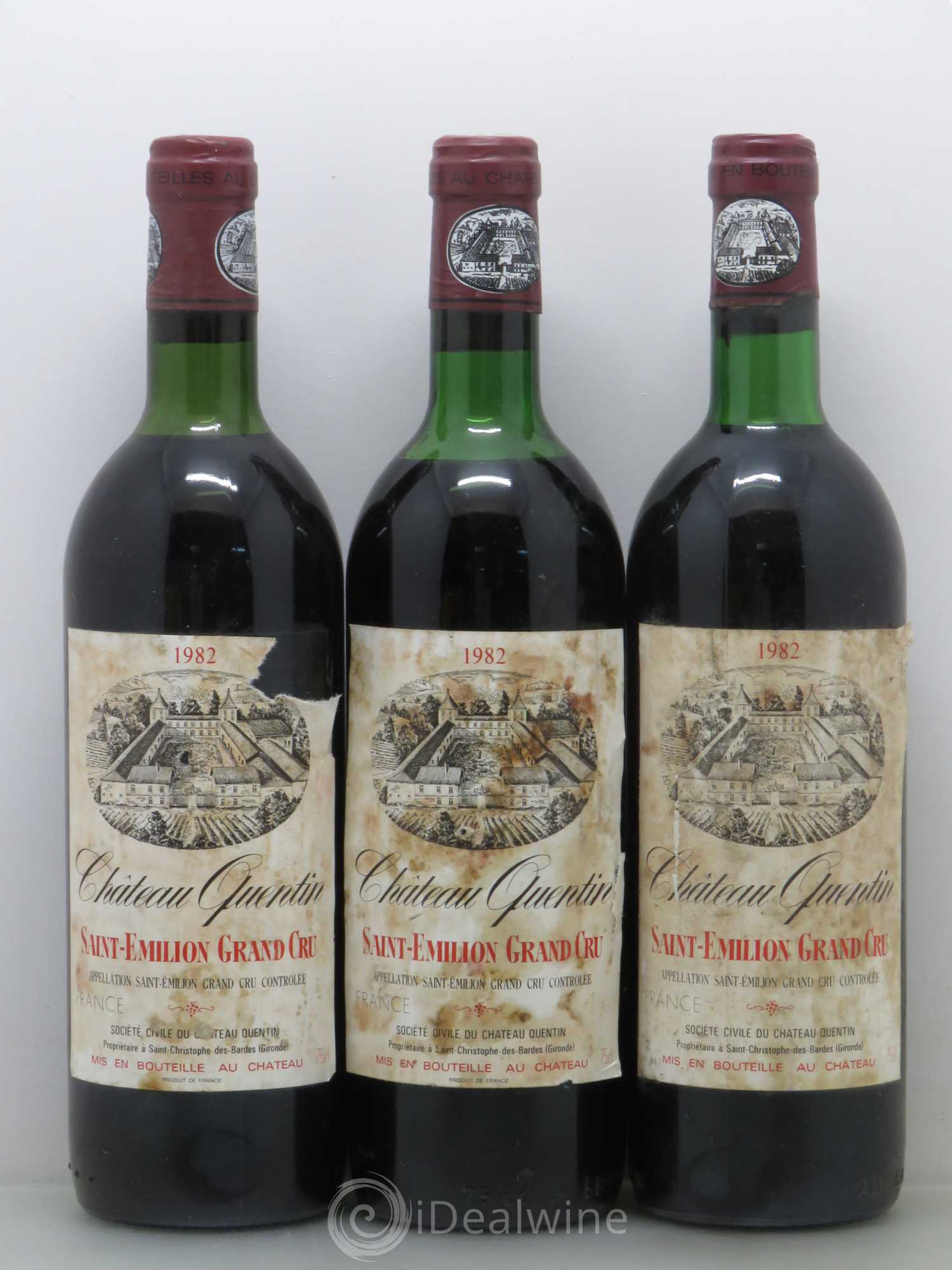 Saint-Émilion Château Quentin 1982 - Lot de 3 bouteilles - 0