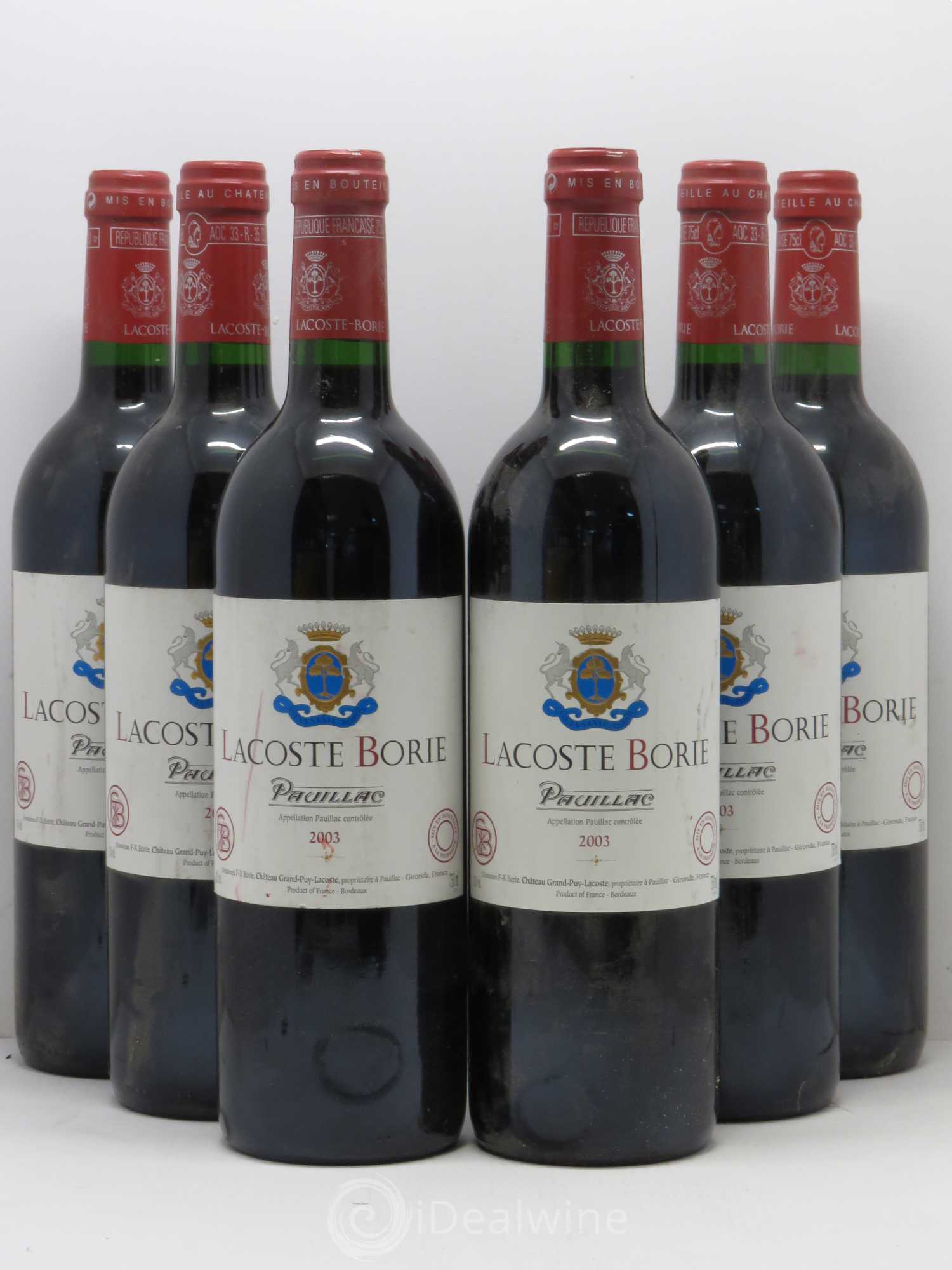 Lacoste Borie 2003 - Lot de 6 bouteilles - 0
