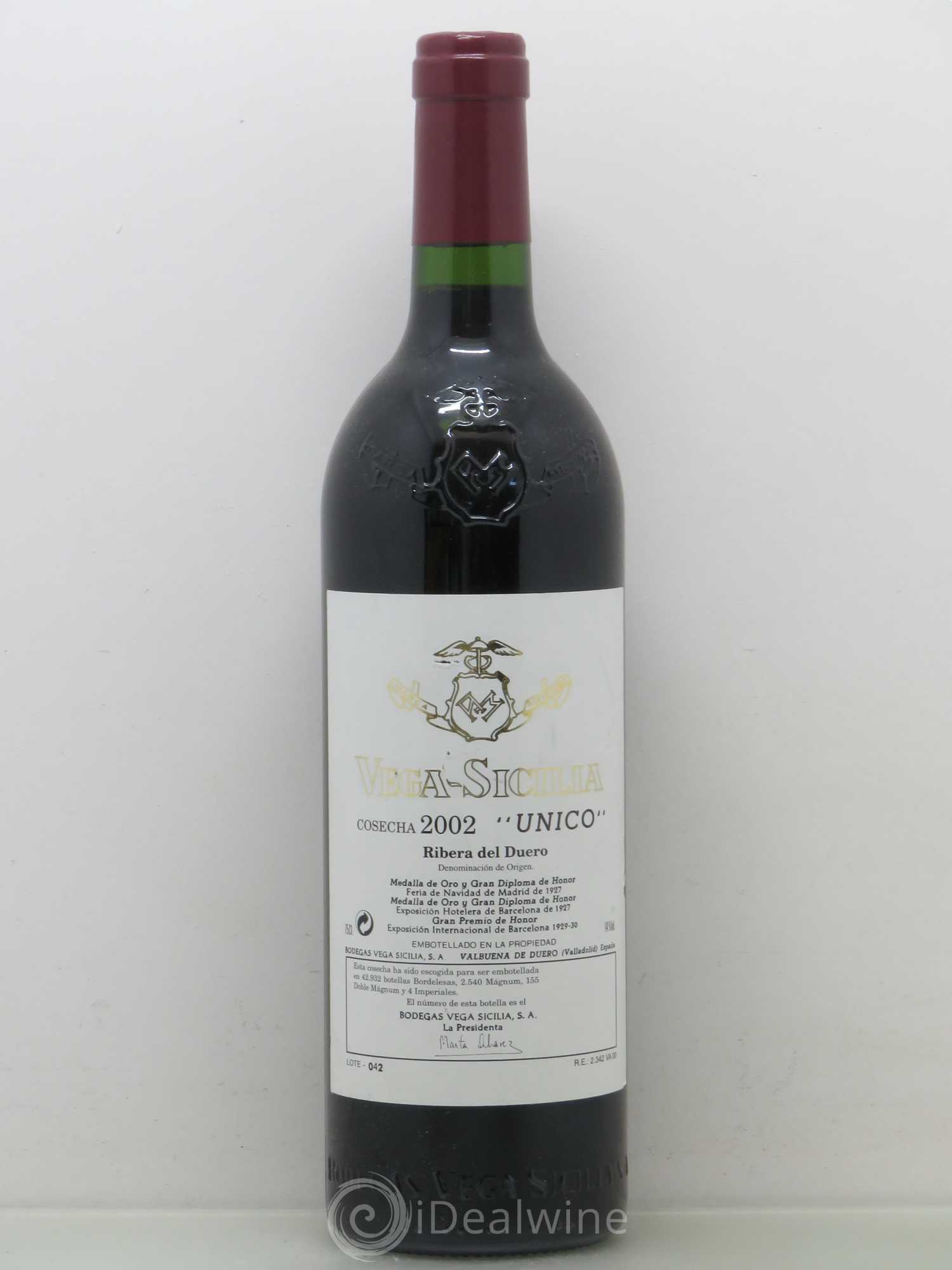 Ribera Del Duero DO Vega Sicilia Unico Famille Alvarez 2002 - Lot de 1 bouteille - 0