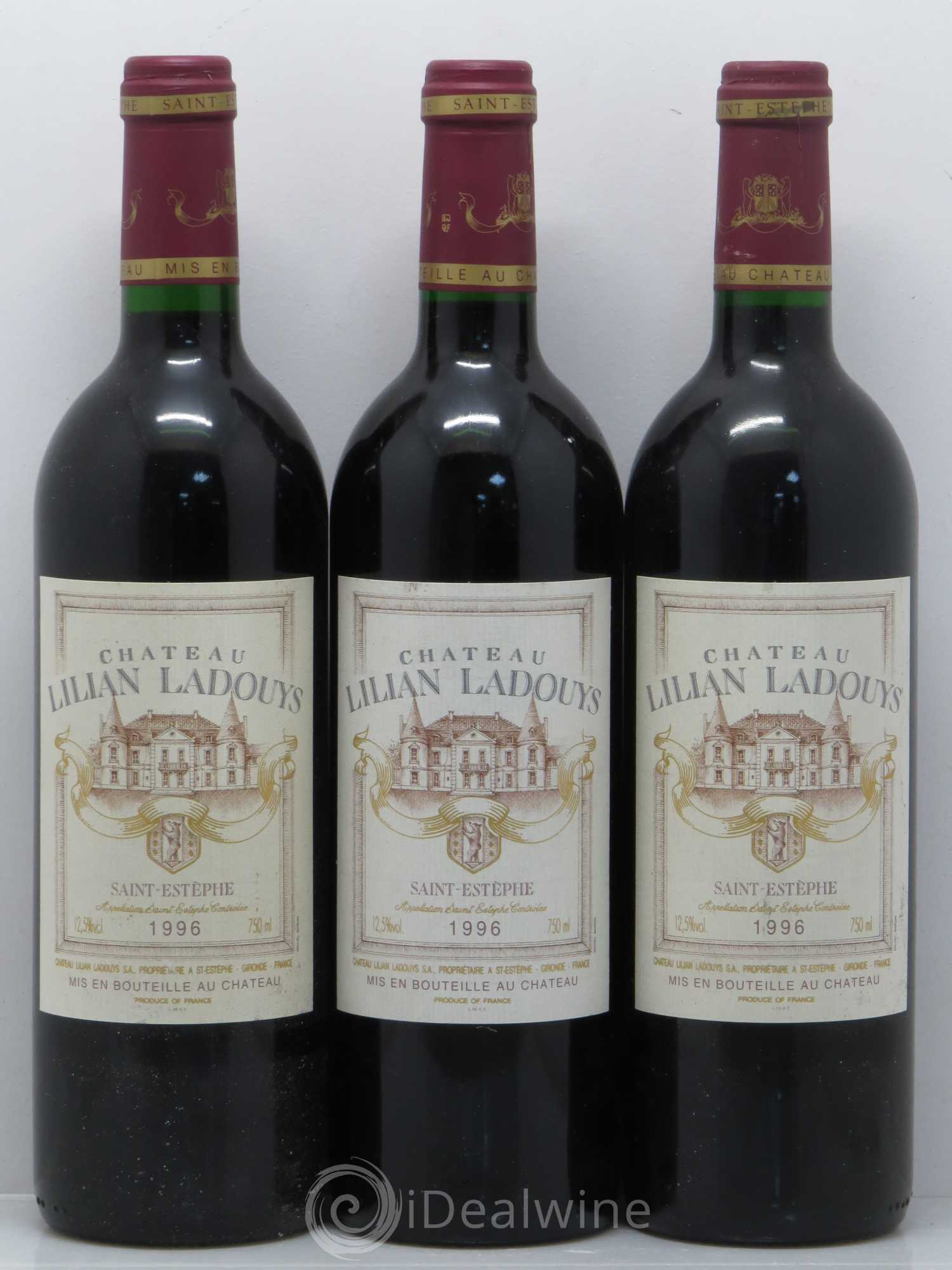 Château Lilian Ladouys Cru Bourgeois 1996 - Lot de 3 bouteilles - 0