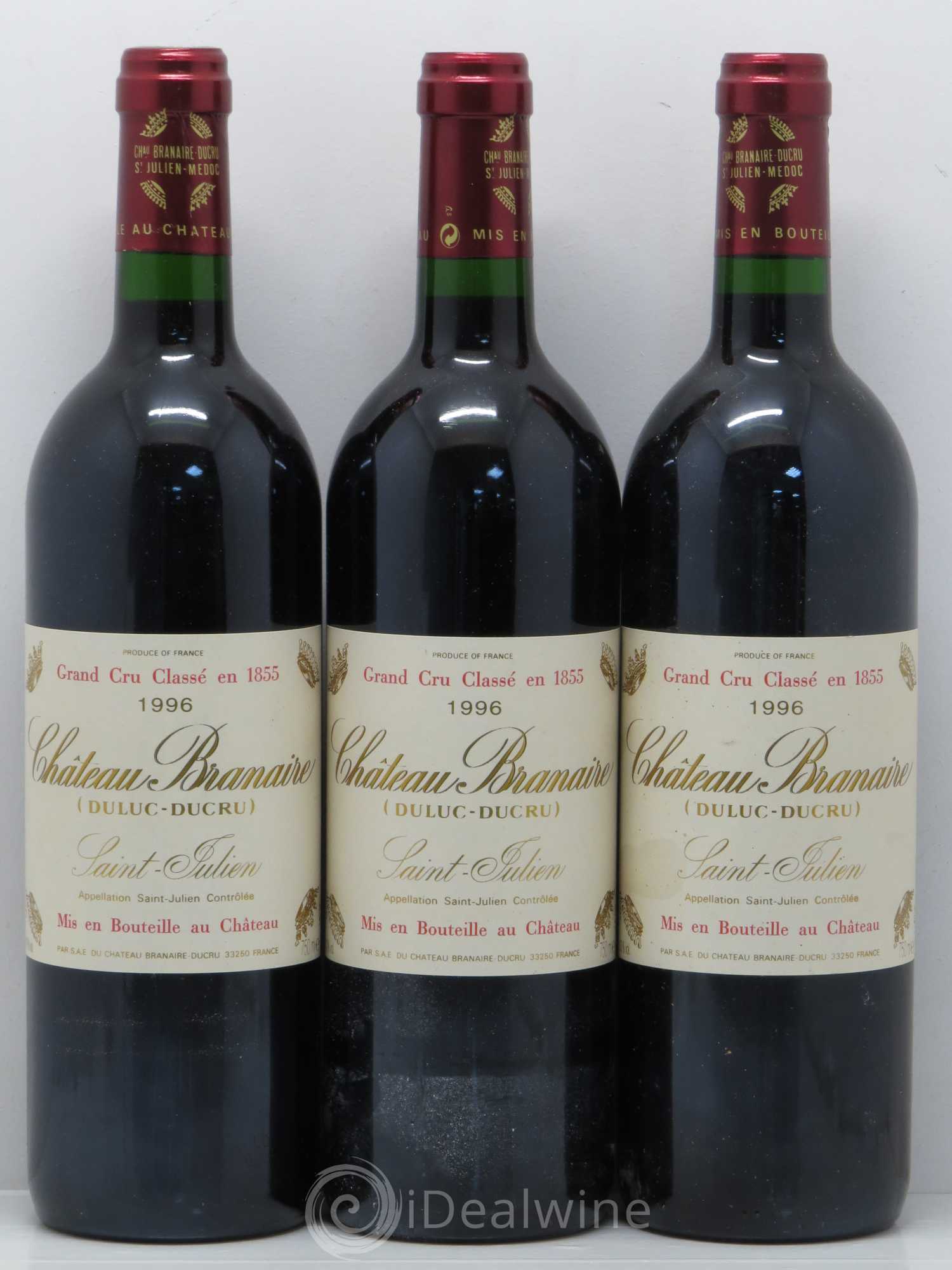 Château Branaire Ducru 4ème Grand Cru Classé 1996 - Lot de 3 bouteilles - 0