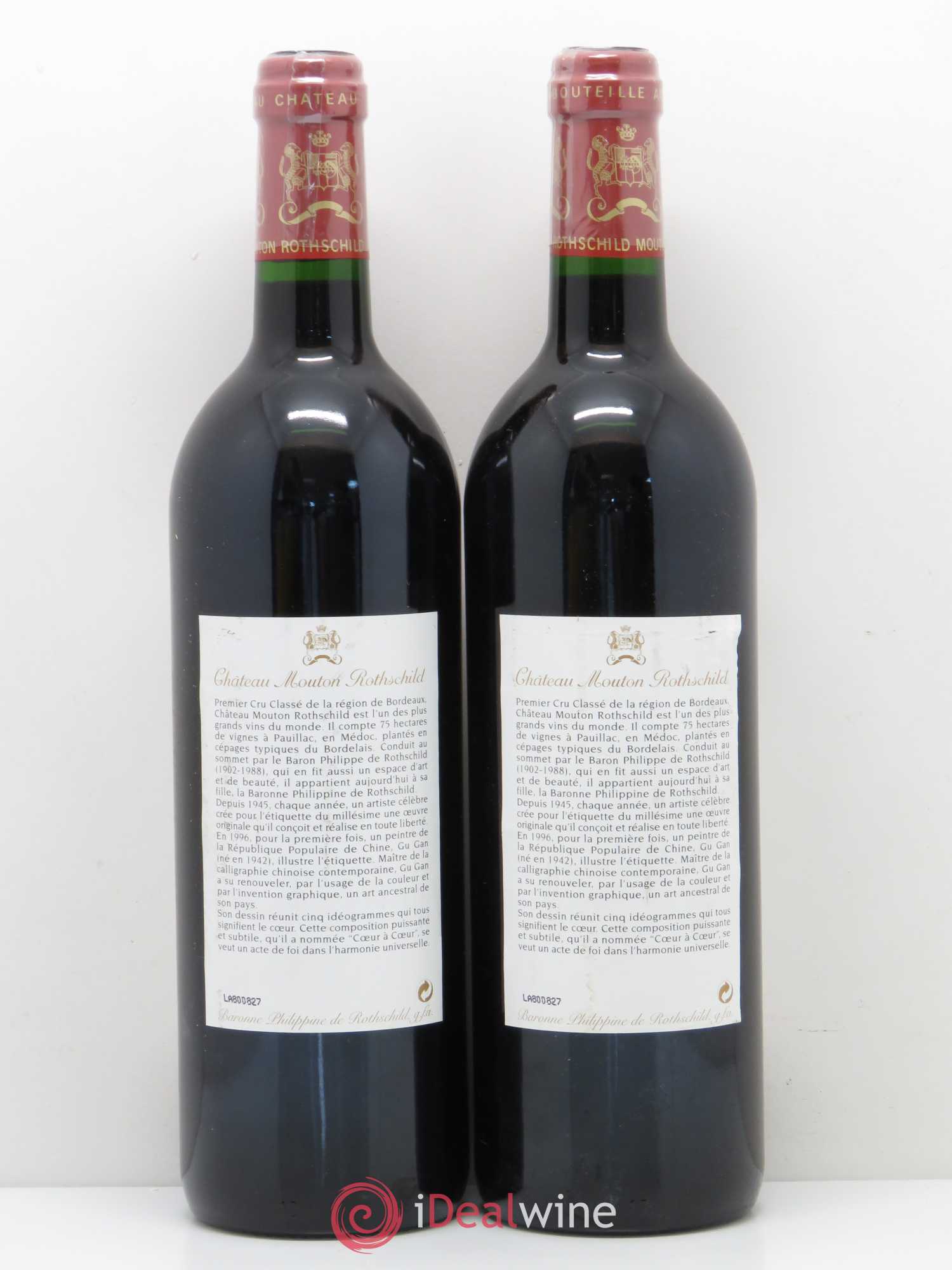 Château Mouton Rothschild 1er Grand Cru Classé 1996 - Lot de 2 bouteilles - 1