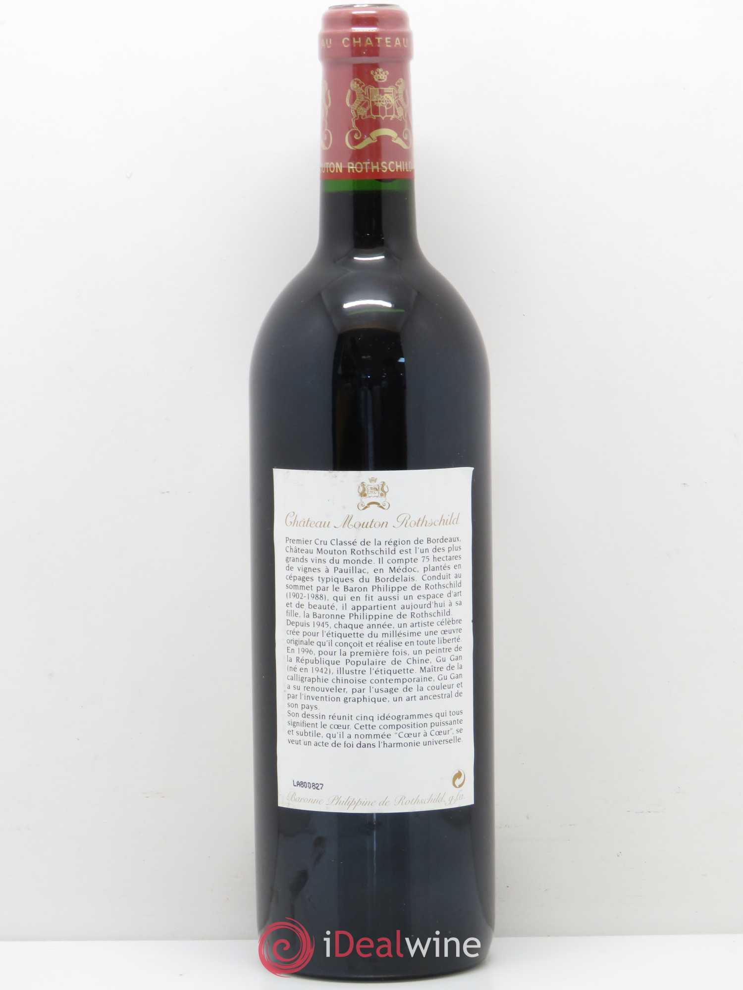 Château Mouton Rothschild 1er Grand Cru Classé 1996 - Lot de 1 bouteille - 1