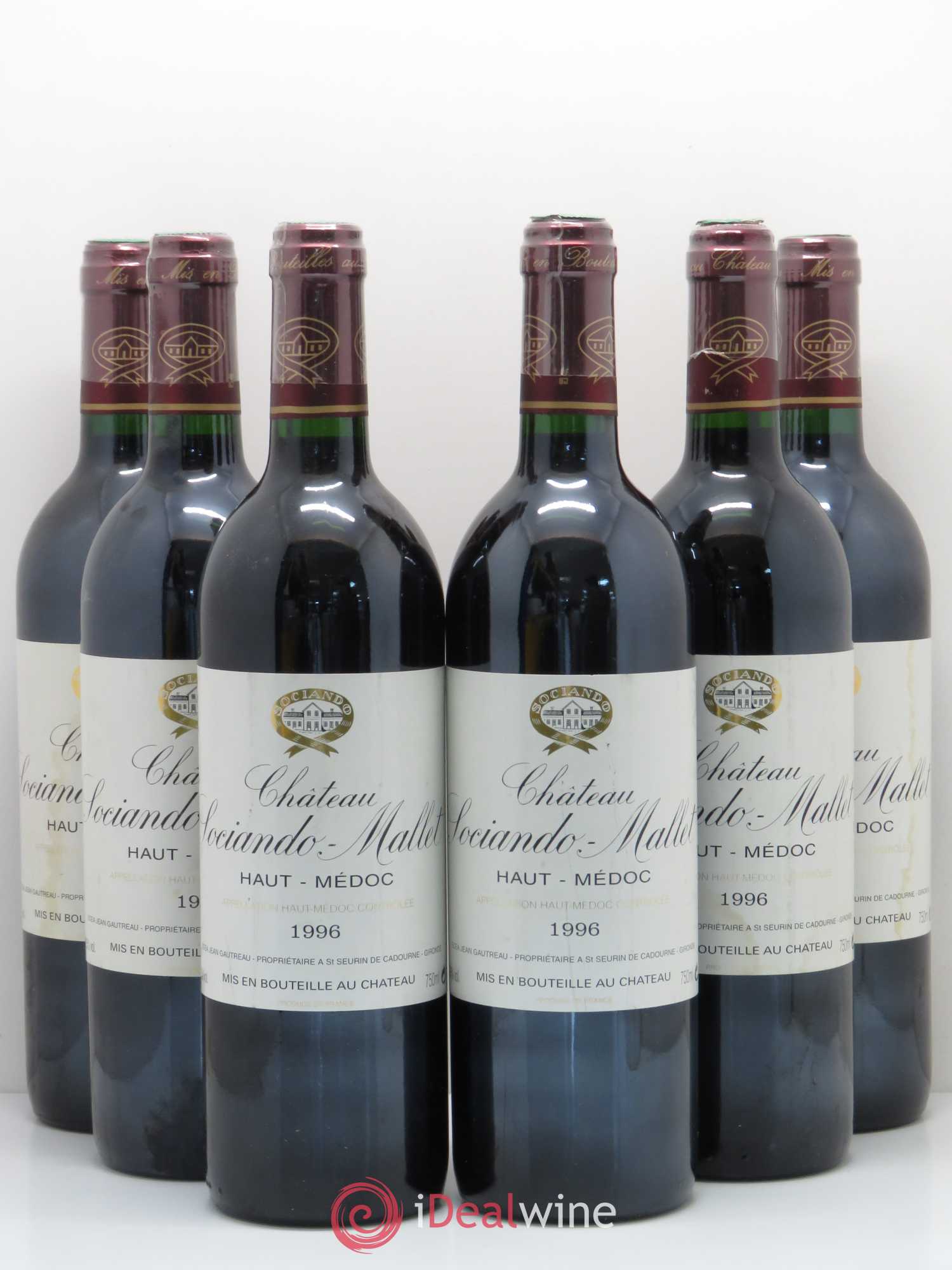 Château Sociando Mallet 1996 - Lot de 6 bouteilles - 0
