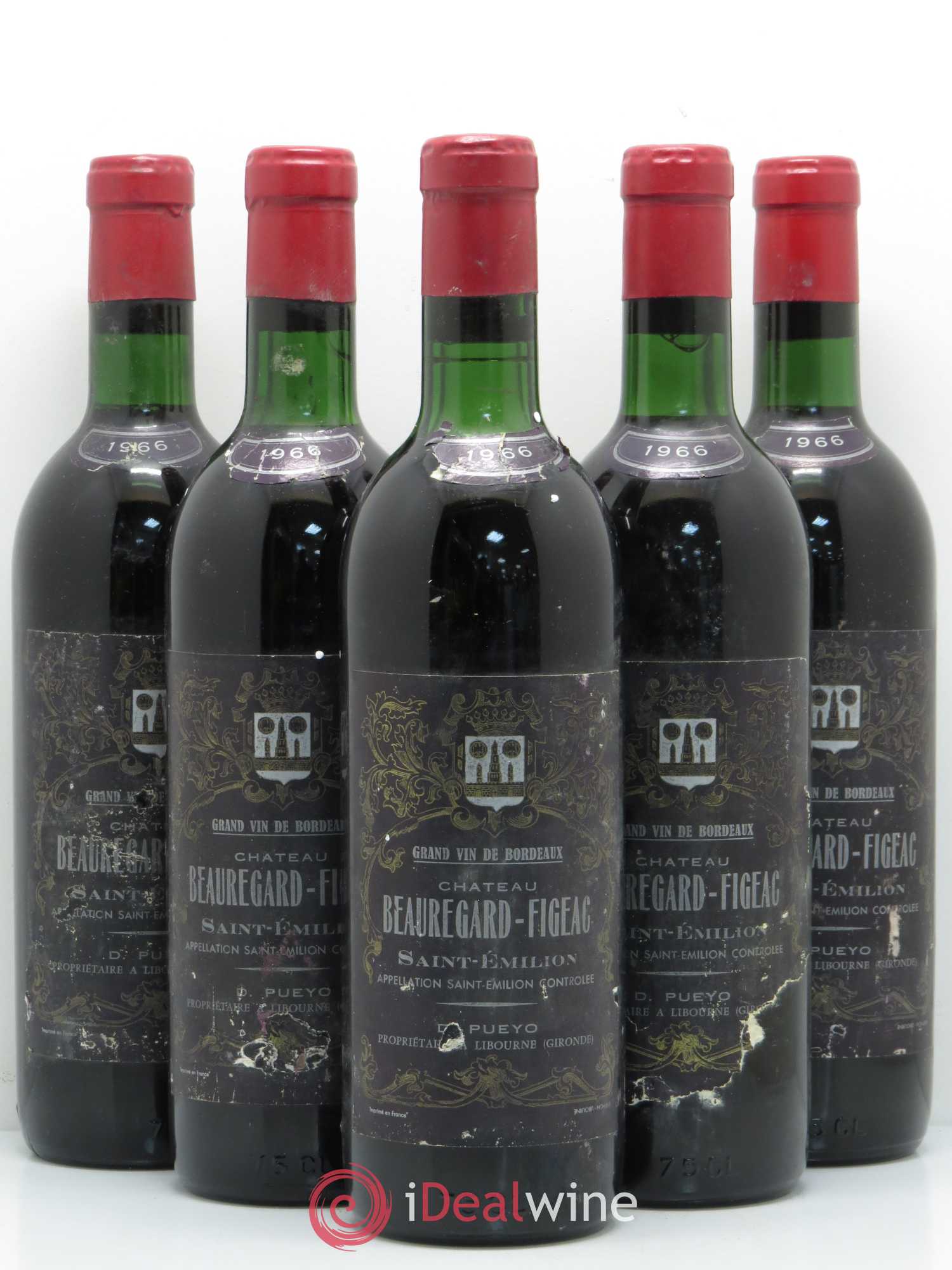 Saint-Émilion Château Beauregard-Figeac 1966 - Posten von 5 Flaschen - 0
