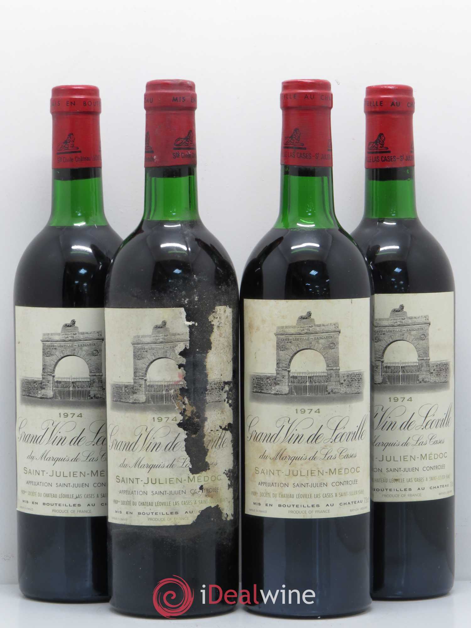 Château Léoville Las Cases 2ème Grand Cru Classé 1974 - Lot de 4 bouteilles - 0