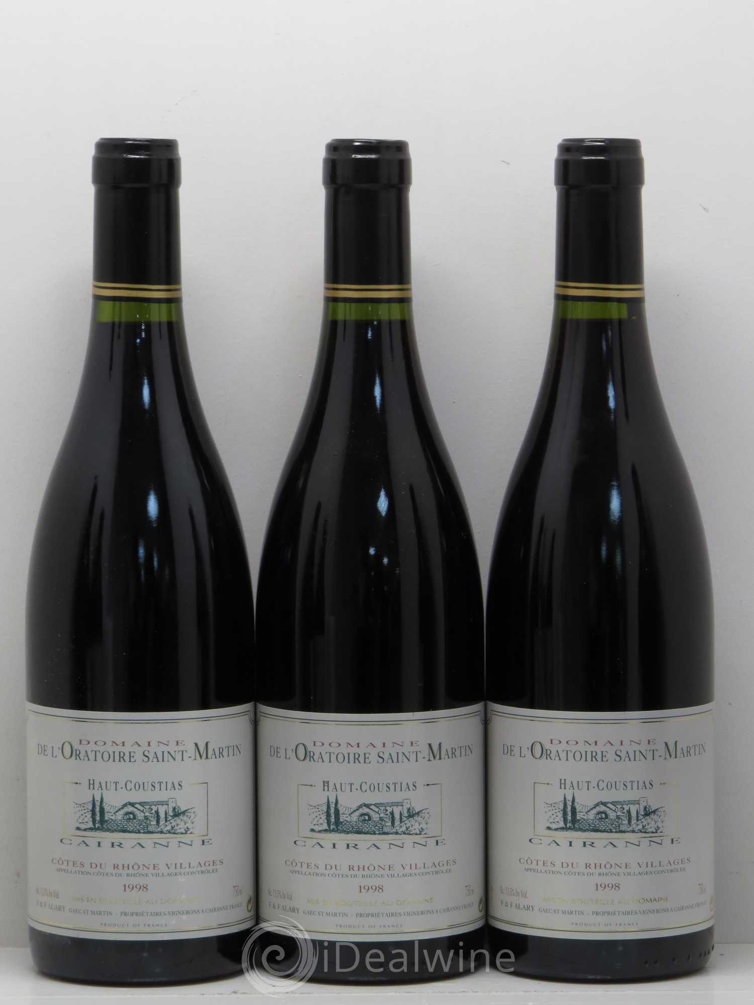 Cairanne Haut-Coustias Oratoire Saint-Martin - Frédéric et François Alary 1998 - Lot de 6 bouteilles - 1