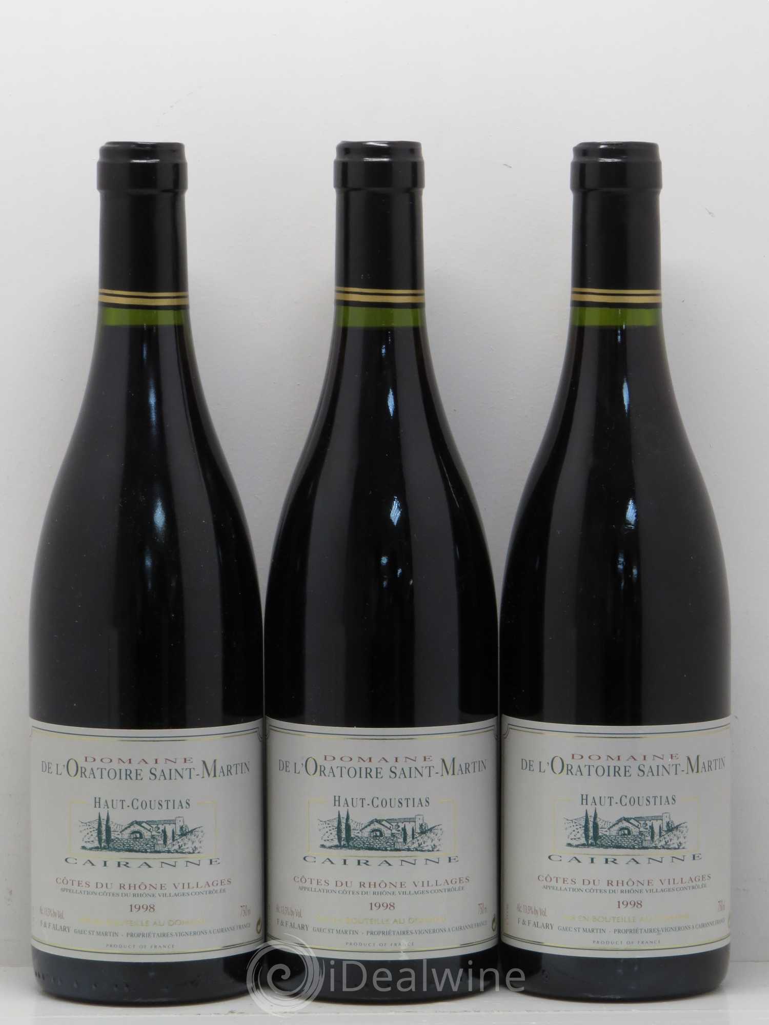 Cairanne Haut-Coustias Oratoire Saint-Martin - Frédéric et François Alary 1998 - Lot de 6 bouteilles - 2