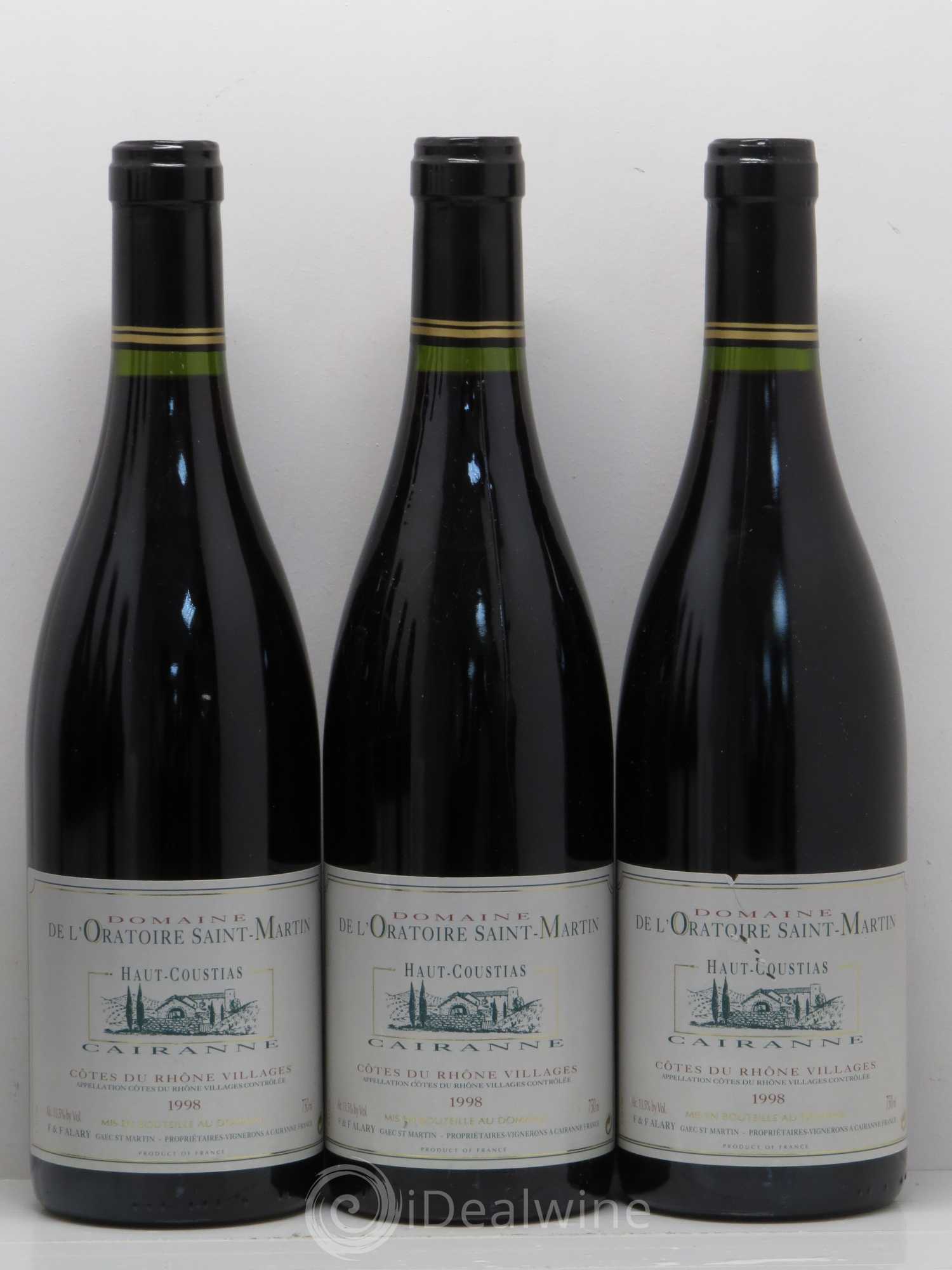 Cairanne Haut-Coustias Oratoire Saint-Martin - Frédéric et François Alary 1998 - Lot de 6 bouteilles - 1