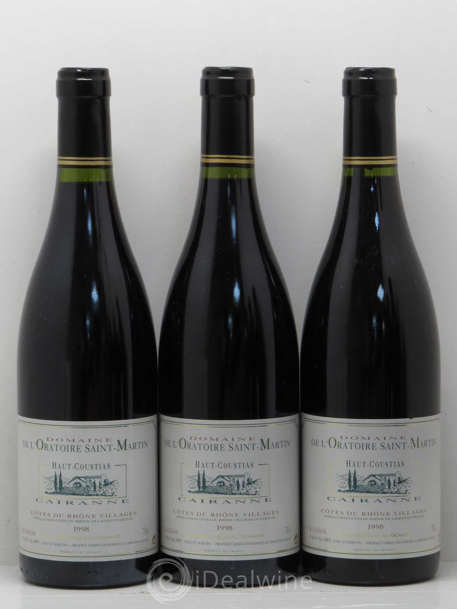 Cairanne Haut-Coustias Oratoire Saint-Martin - Frédéric et François Alary 1998 - Lot de 6 bouteilles - 2