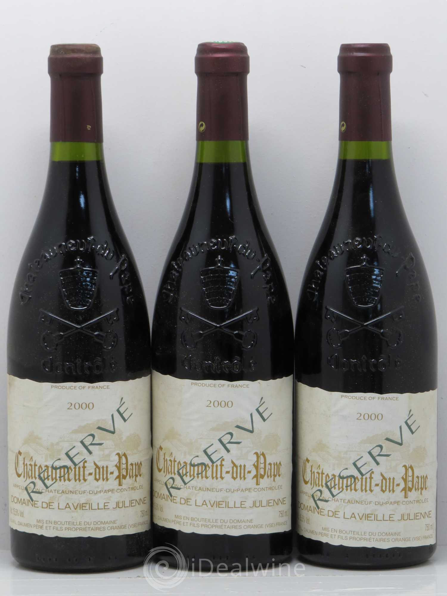 Châteauneuf-du-Pape Vieille Julienne (Domaine de la) Réservé Jean-Paul Daumen 2000 - Lot de 3 bouteilles - 0