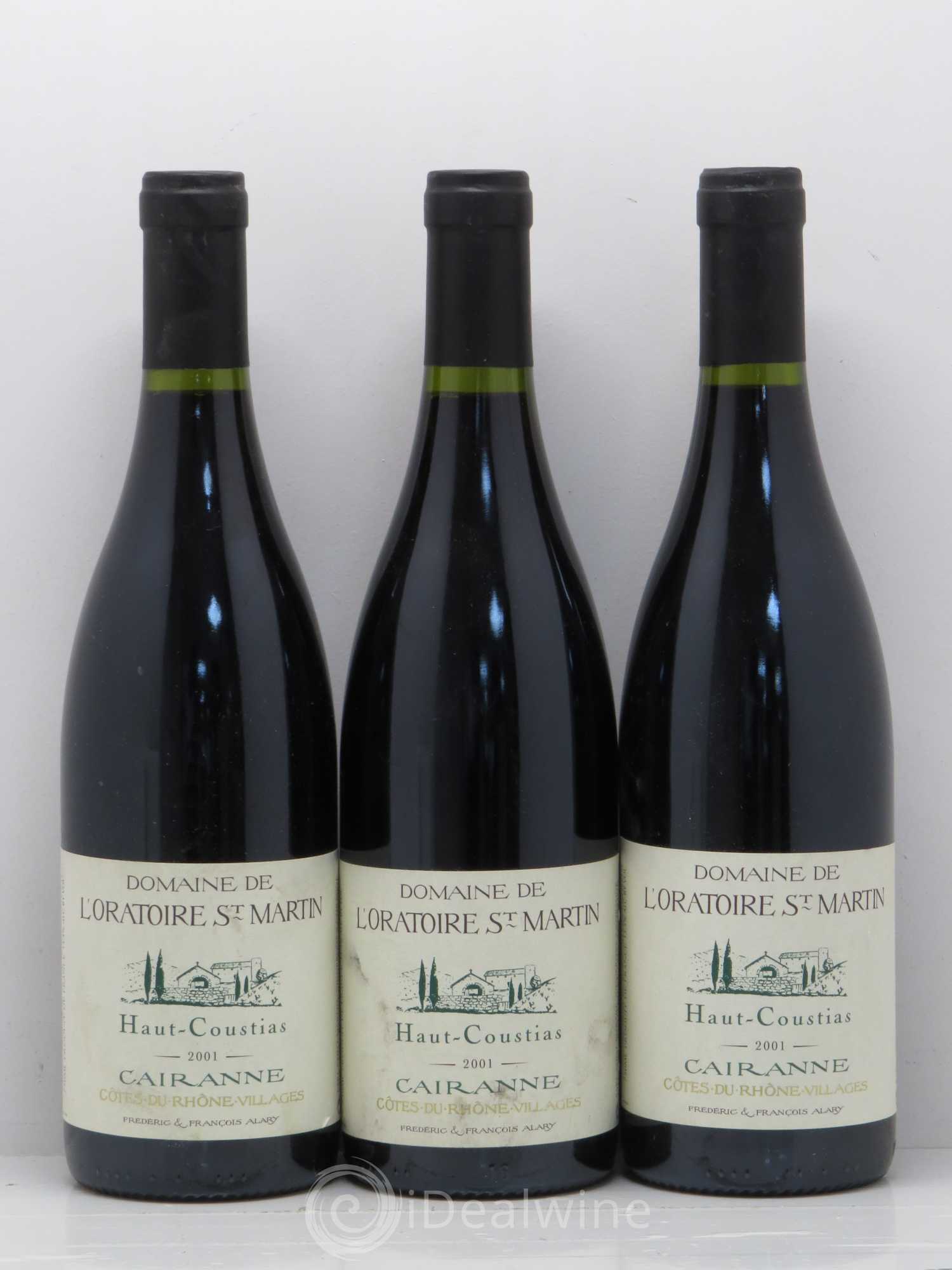 Cairanne Haut-Coustias Oratoire Saint-Martin - Frédéric et François Alary 2001 - Lot de 3 bouteilles - 0