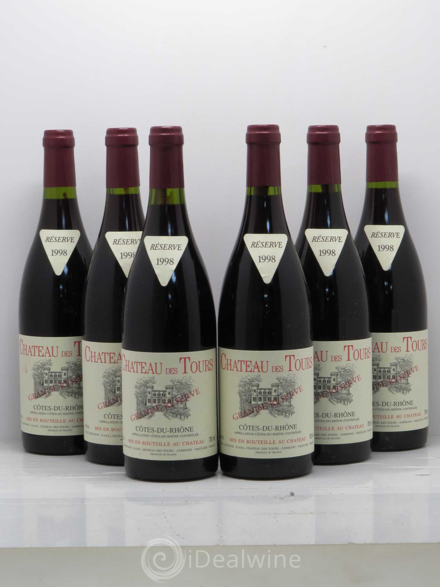 Côtes-du-Rhône Château des Tours Emmanuel Reynaud 1998 - Lot de 6 bouteilles - 0