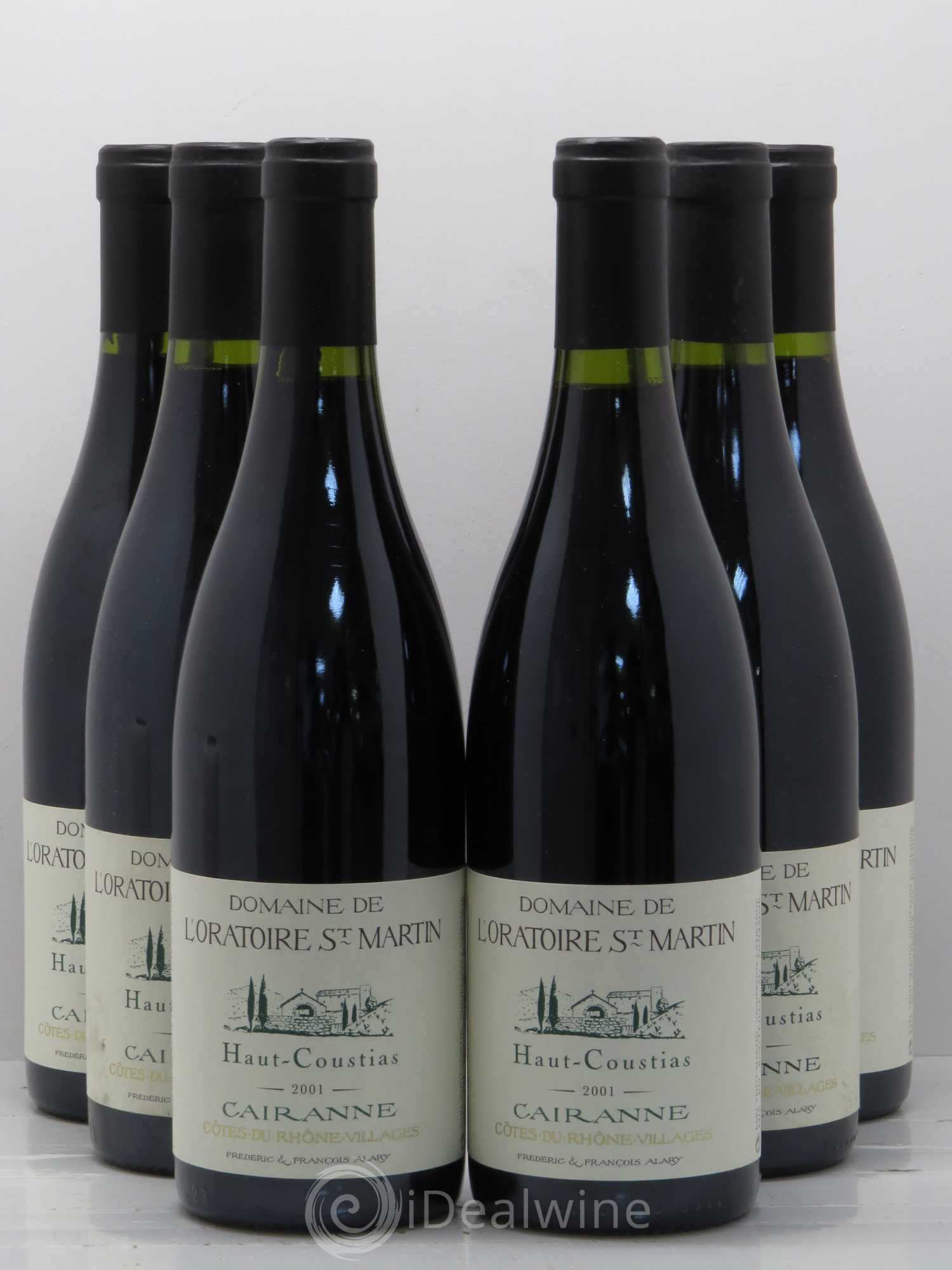Cairanne Haut-Coustias Oratoire Saint-Martin - Frédéric et François Alary 2001 - Lot de 6 bouteilles - 0