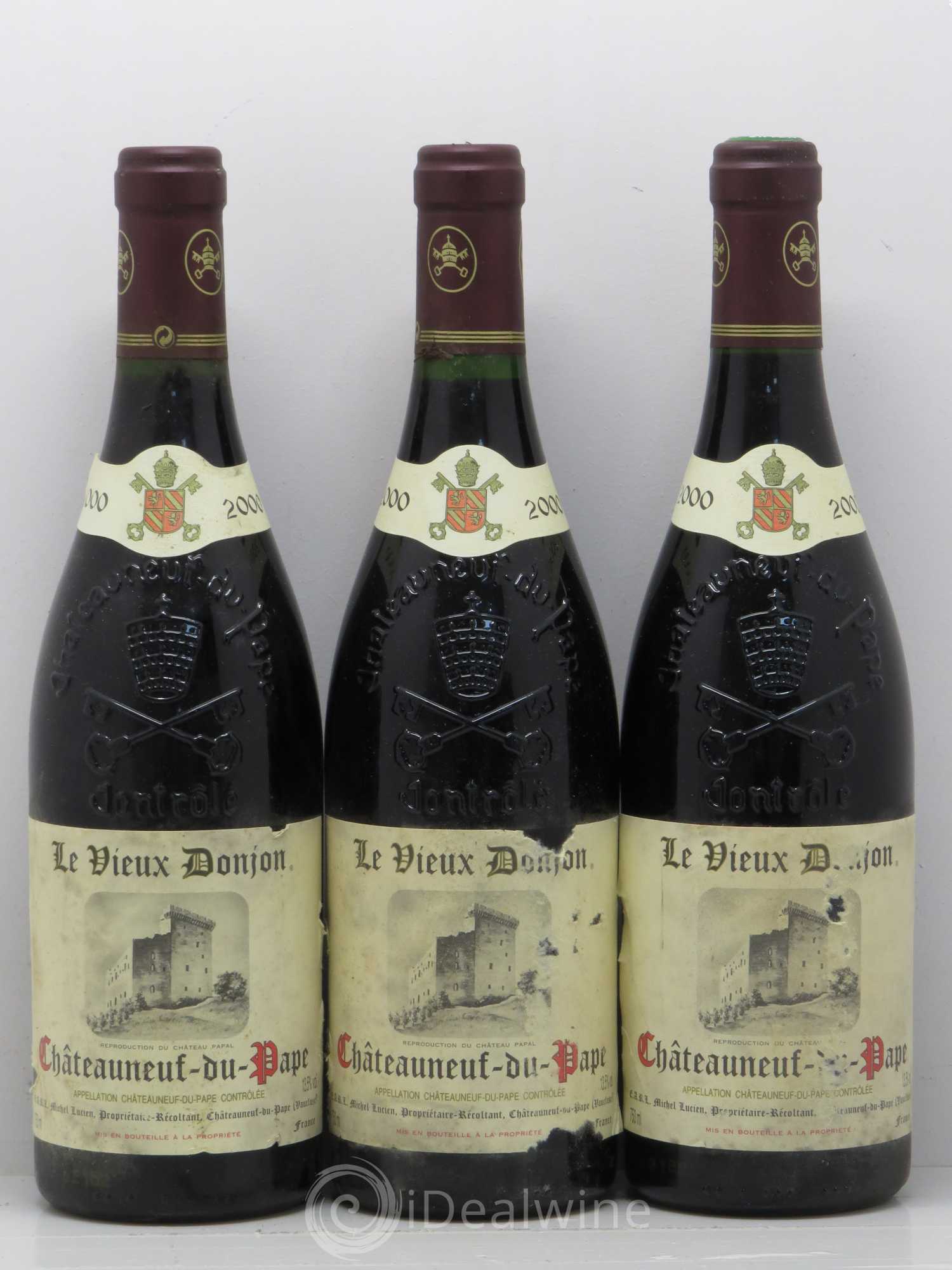 Châteauneuf-du-Pape Le Vieux Donjon Michel Lucien 2000 - Lot de 3 bouteilles - 0