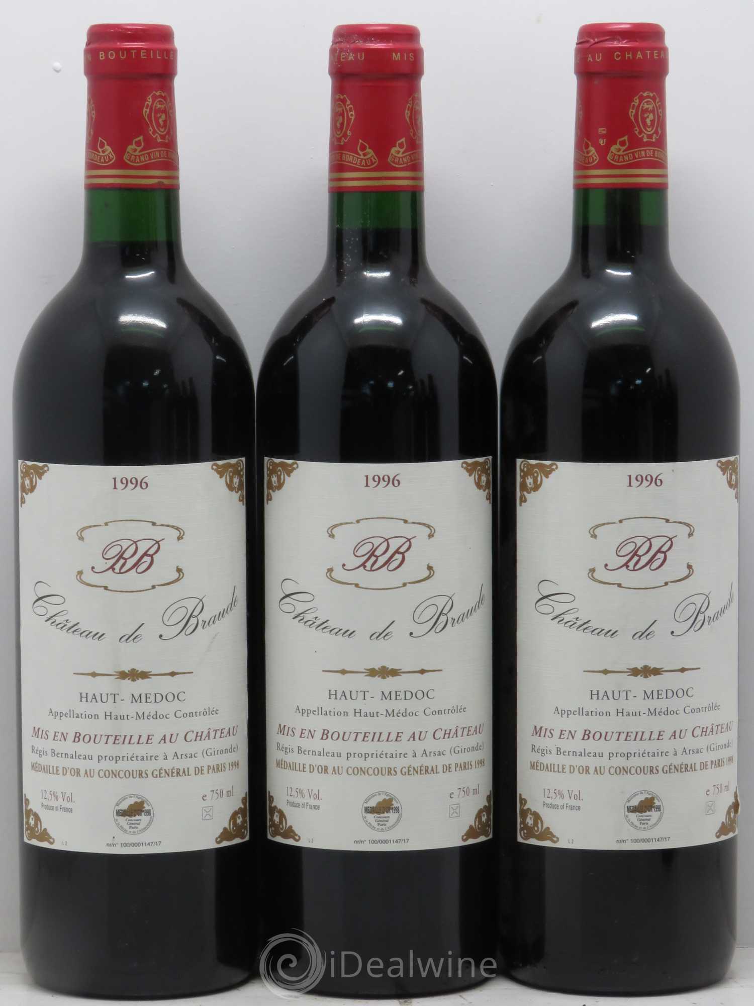 Haut Médoc Chateau De Braude 1996 - Posten von 6 Flaschen - 2