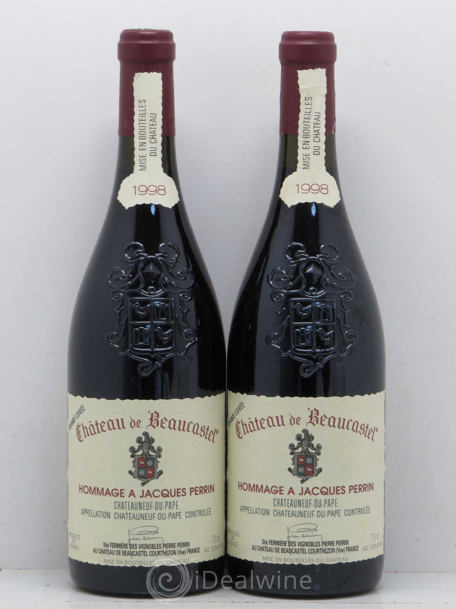 Châteauneuf-du-Pape Château de Beaucastel Hommage à Jacques Perrin Famille Perrin 1998 - Lot de 2 bouteilles - 0