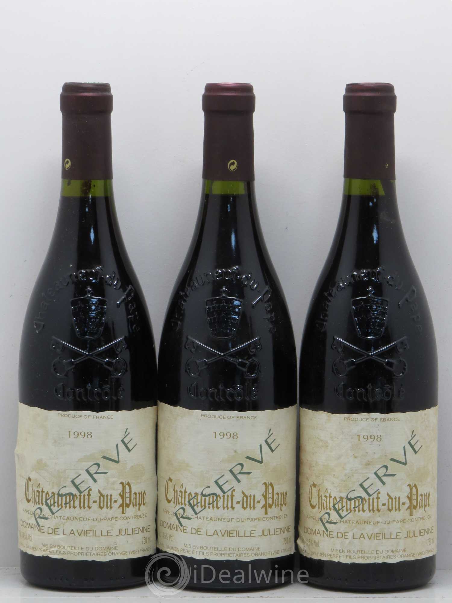 Châteauneuf-du-Pape Vieille Julienne (Domaine de la) Réservé Jean-Paul Daumen 1998 - Lot de 5 bouteilles - 1